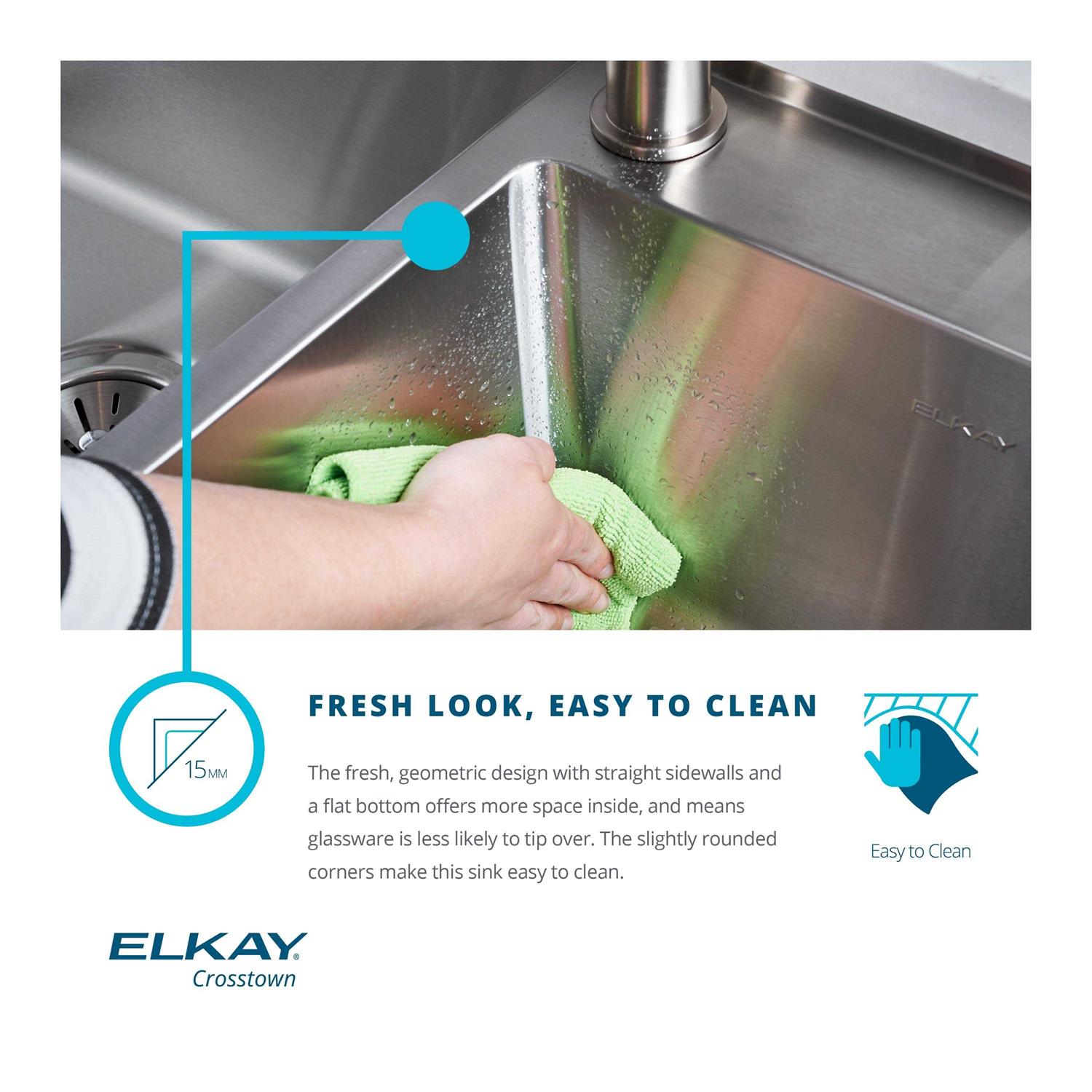 Elkay Crosstown 16 Gauge Stainless Steel Single Bowl Undermount Kitchen Sink-EFRU2115T - Cheap Fitting