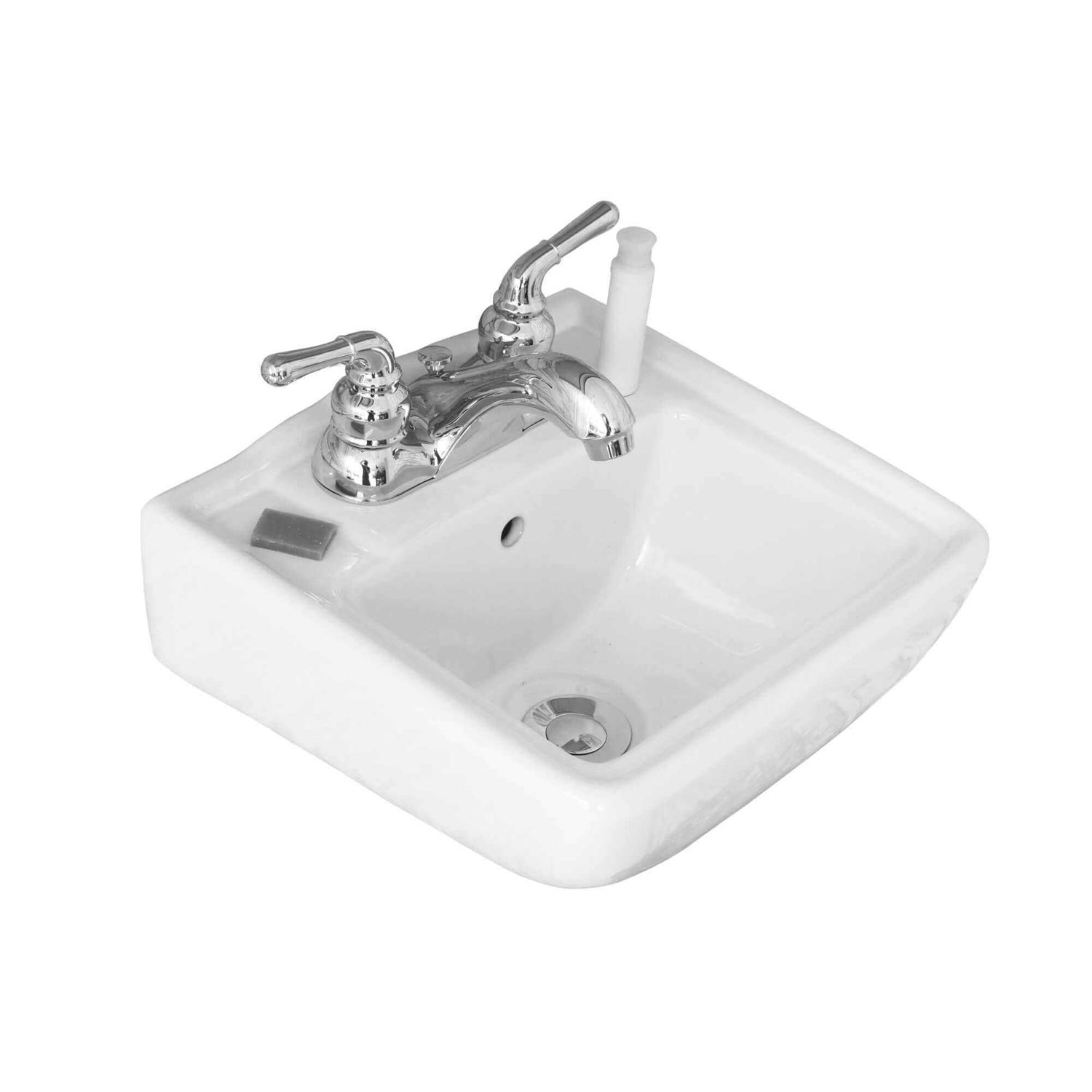 Fine Fixtures Small Wall Mount Bathroom Sink 12.4×11 - Cheap Fitting