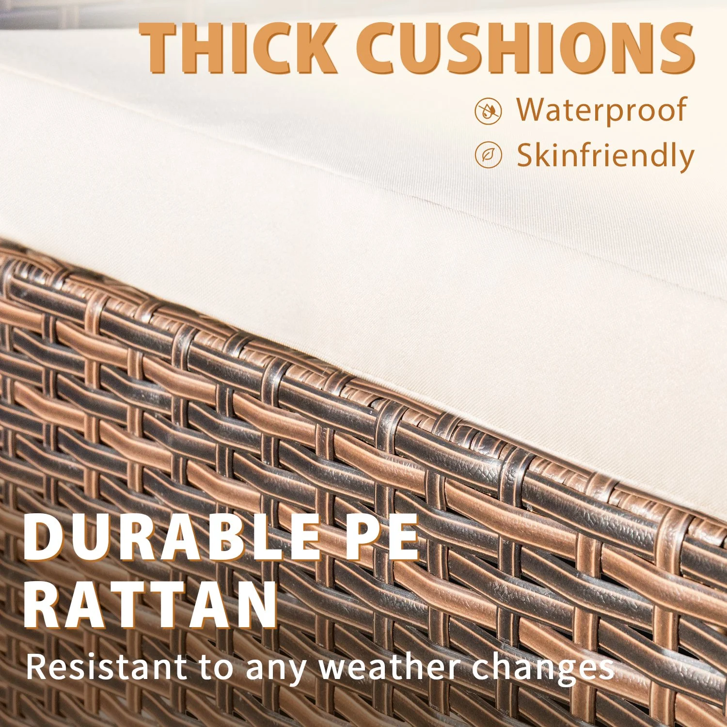 Lacoo Three Pieces Outdoor Conversation Set Patio Set with Table(Brown and Beige) - Cheap Fitting