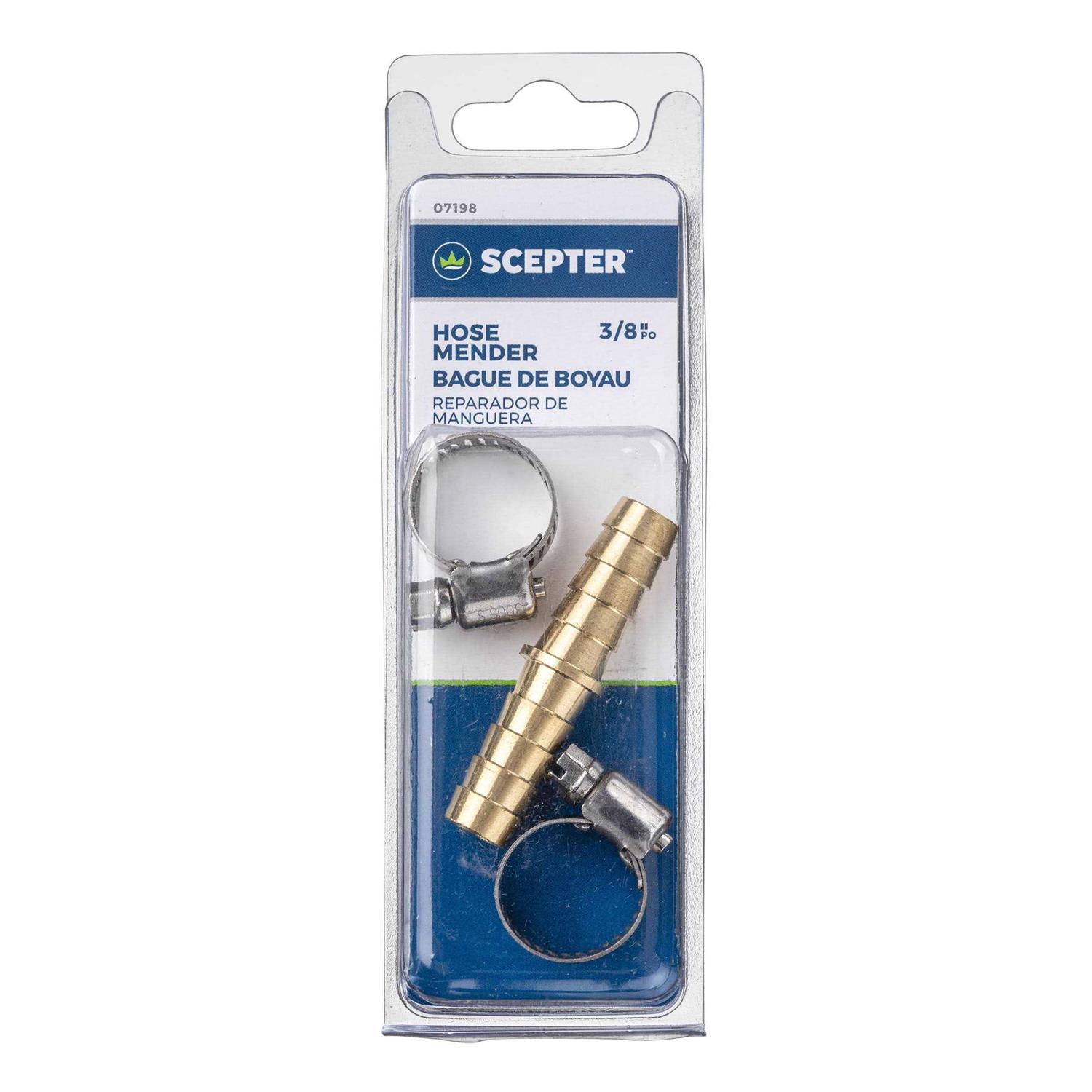Scepter 3/8 Brass Hose Mender with Stainless Steel Clamps - Cheap Fitting