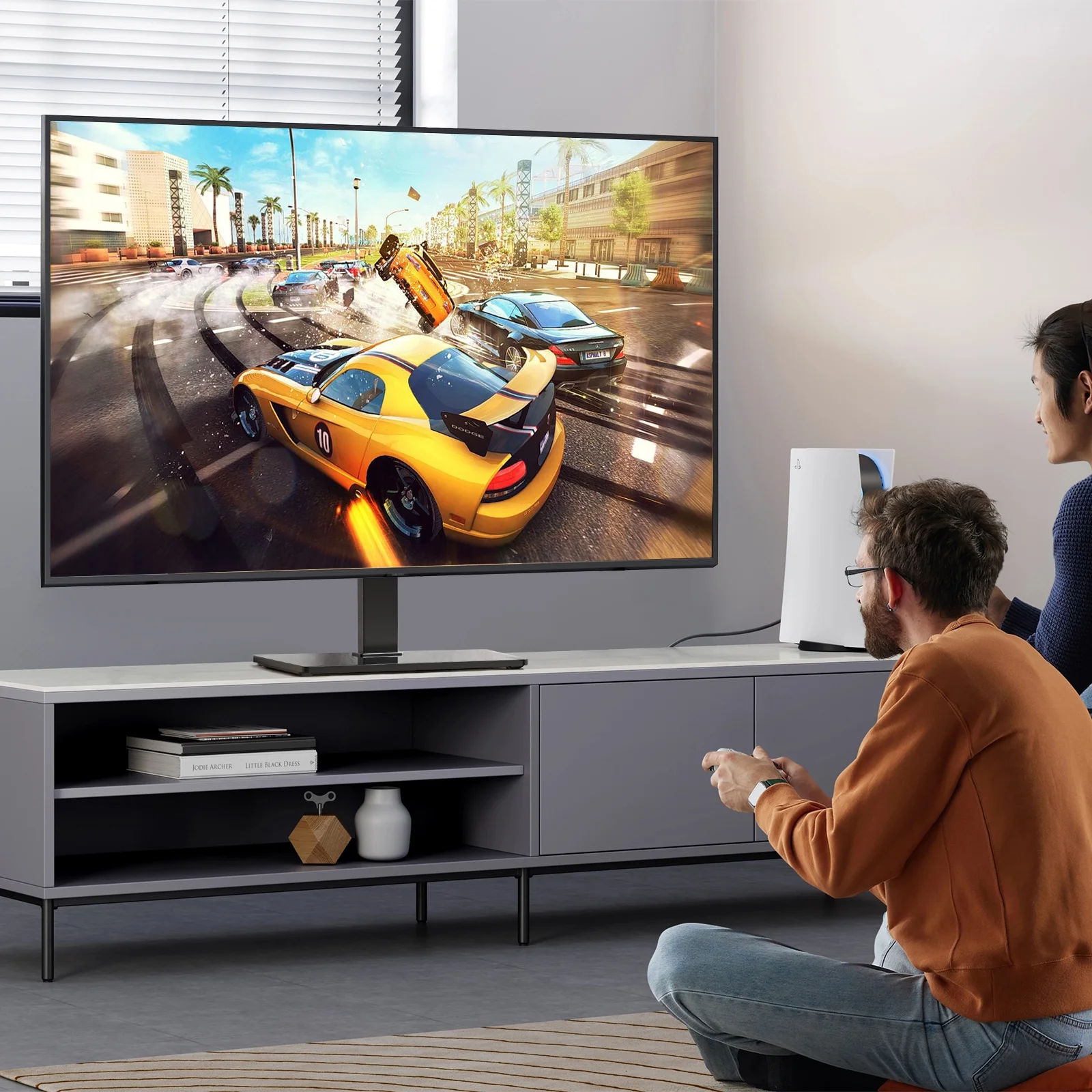 Universal Swivel TV Mount Stand Base for 37 to 70 inch LCD LED TVs, Height Adjustable Table Top TV Stand with Tempered Glass Base, Max 600x400mm, Holds up to 88lbs - Cheap Fitting