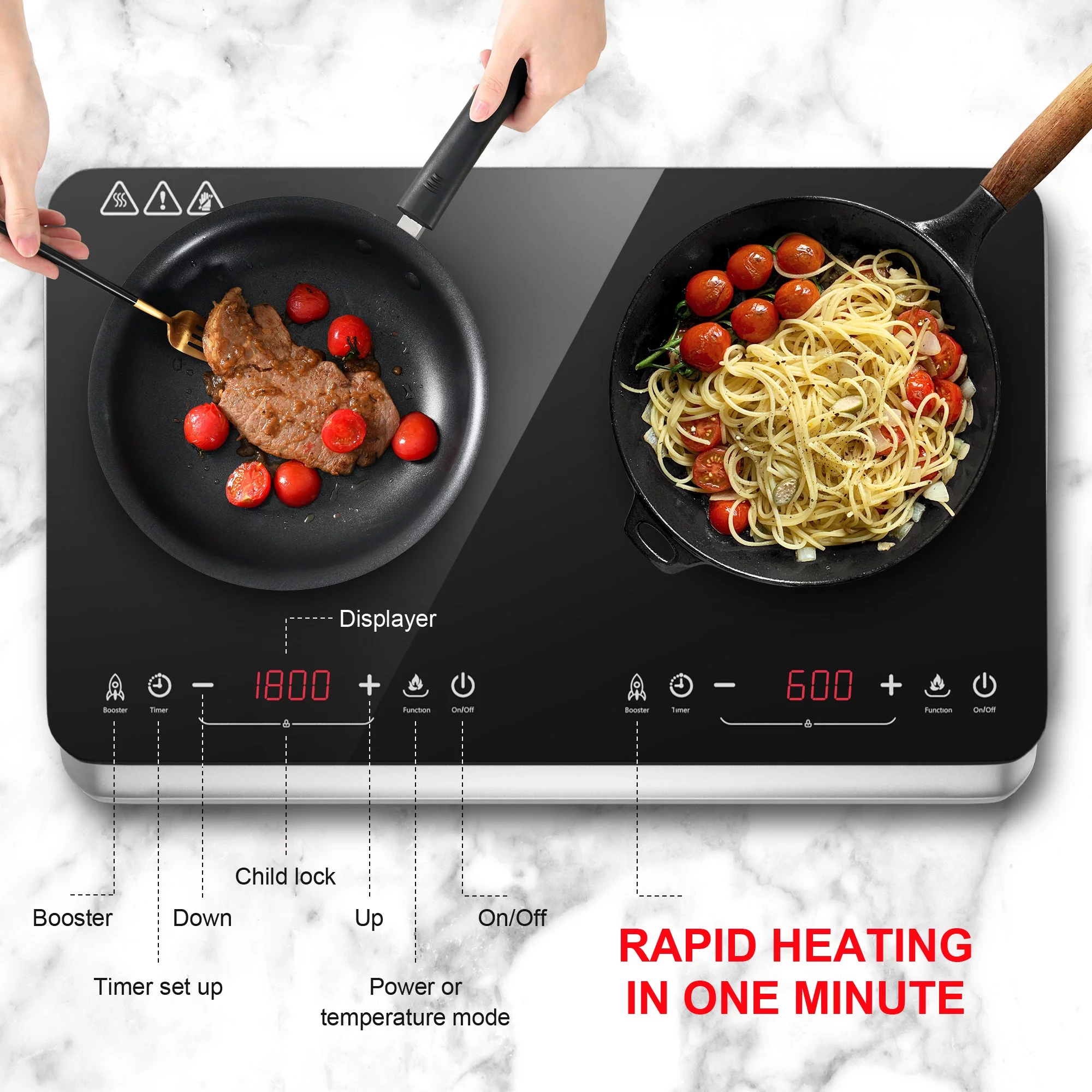 COOKTRON 1800W 120V Quick-Heat Double Burner Electric Induction Cooktop - Cheap Fitting