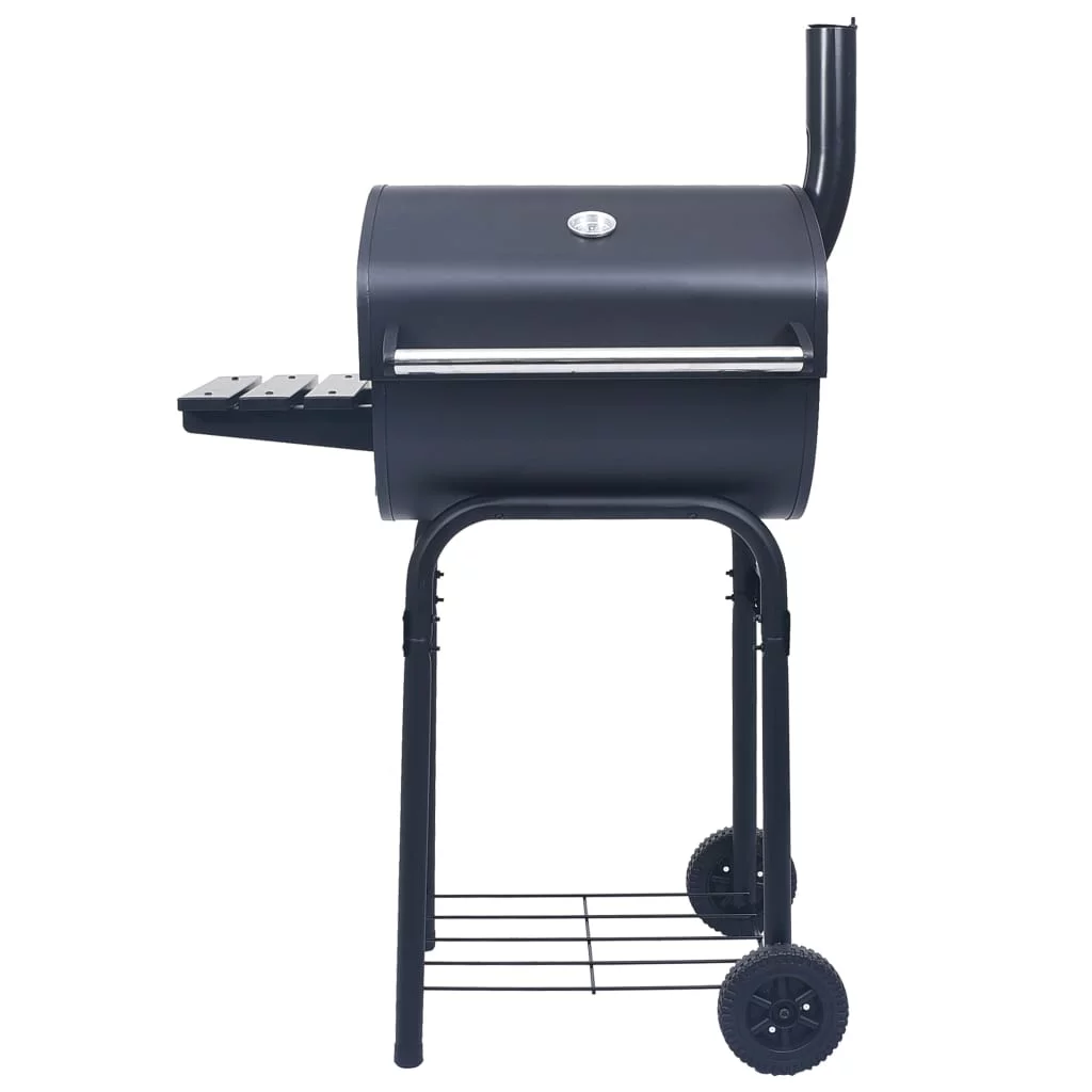 vidaXL Charcoal BBQ Grill Smoker with Bottom Shelf Black - Cheap Fitting