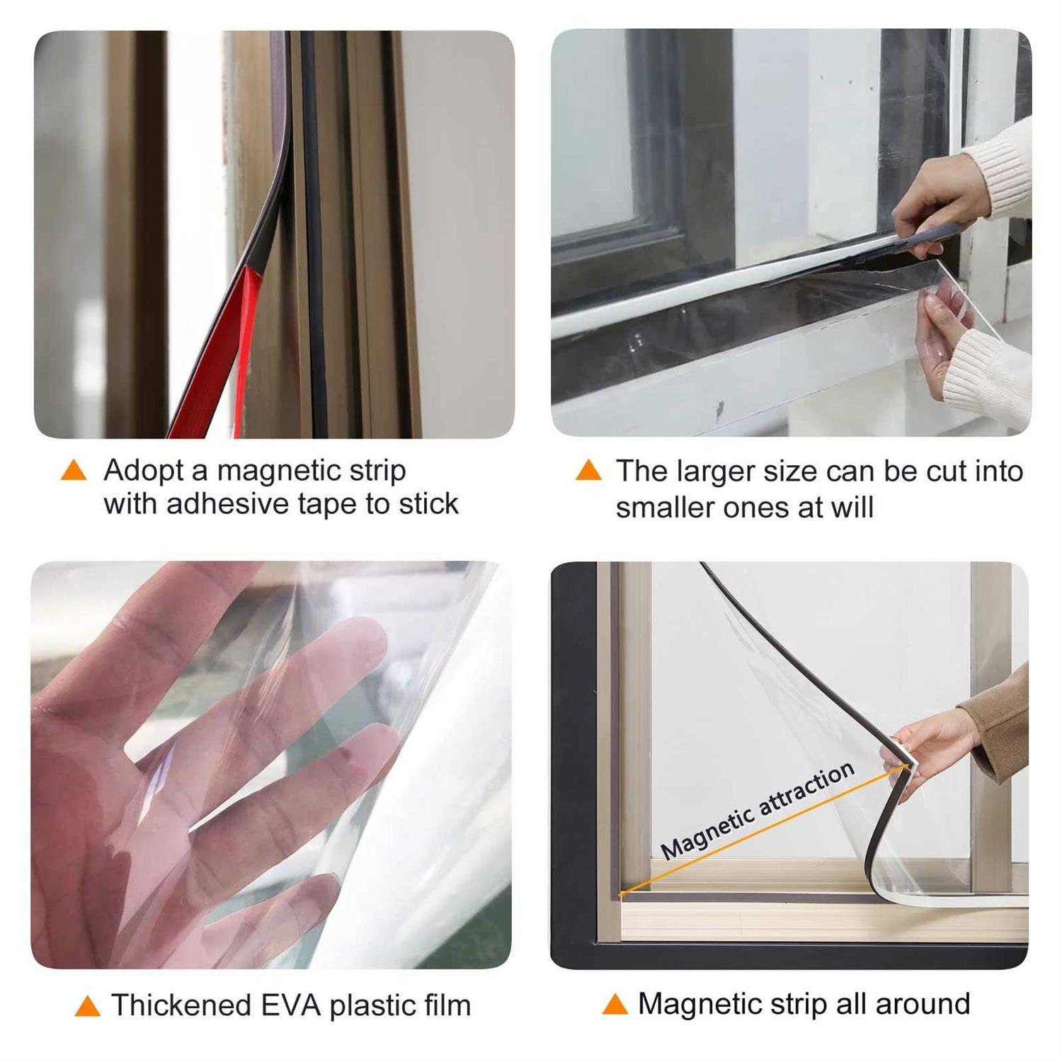 Magnetic Window Insulation kit Heavy Duty Window Insulation Film with Full Frame Magnetic Strip Coverings to Keep Cold Out Storm Warm in Winter and - Cheap Fitting