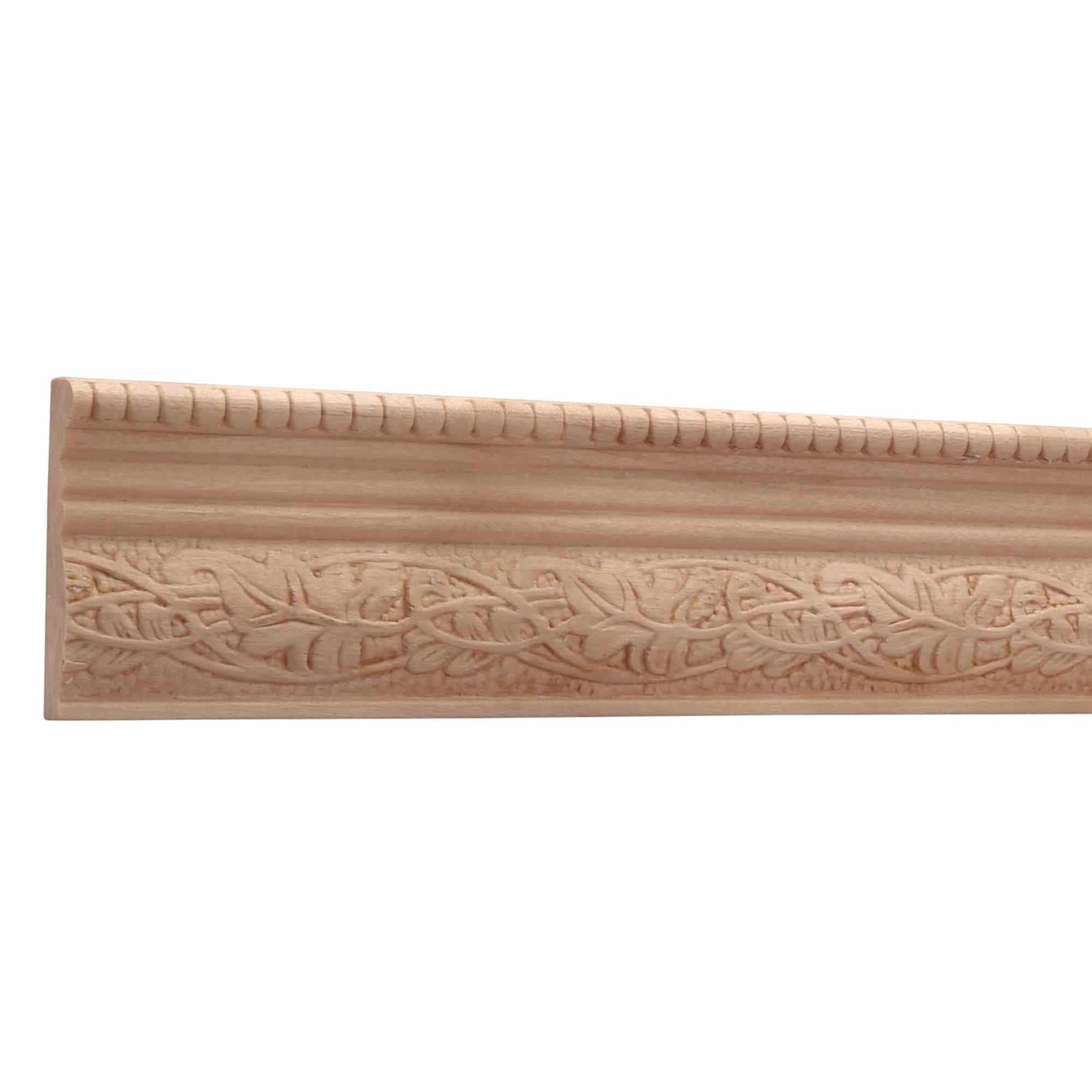 Ornamental Mouldings 1825-4FTWHW Unfinished White Hardwood Leaf & Ball Chair Rail Moulding - Cheap Fitting