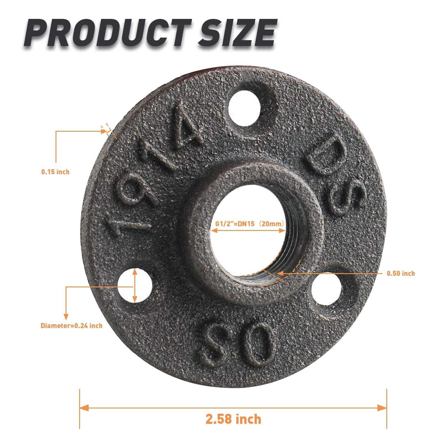 Floor Flange Home TZH Malleable iron Pipe Fittings for Industrial vintage style - Cheap Fitting