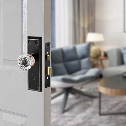 Newliplace Upgraded Mortise Lock Set for Interior Door, Antique Vintage Style Crystal Glass Door Knobs with Skeleton Key, Reversible for Left & - Cheap Fitting