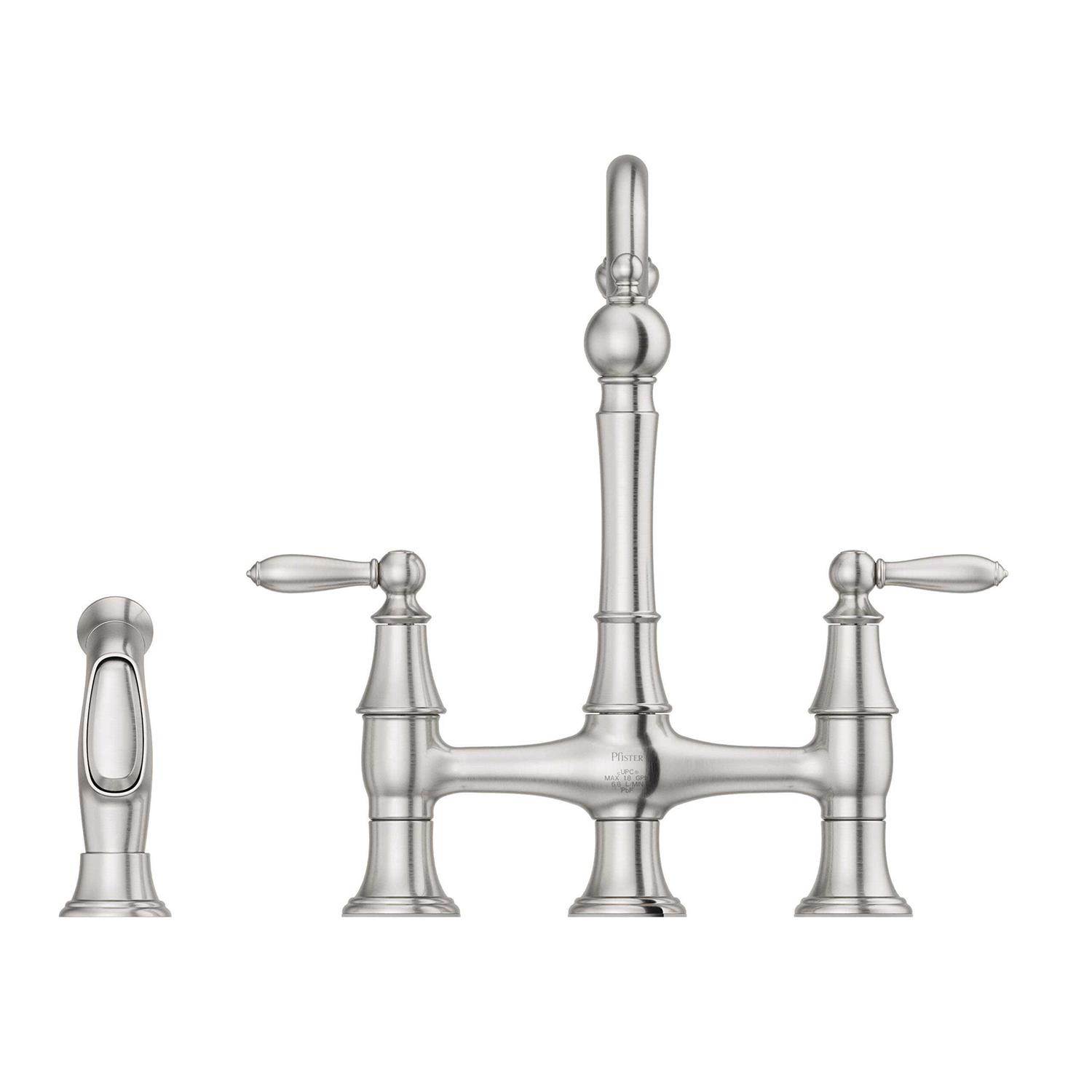 Pfister Courant Two Handle Bridge Kitchen Faucet with Side Spray - Cheap Fitting