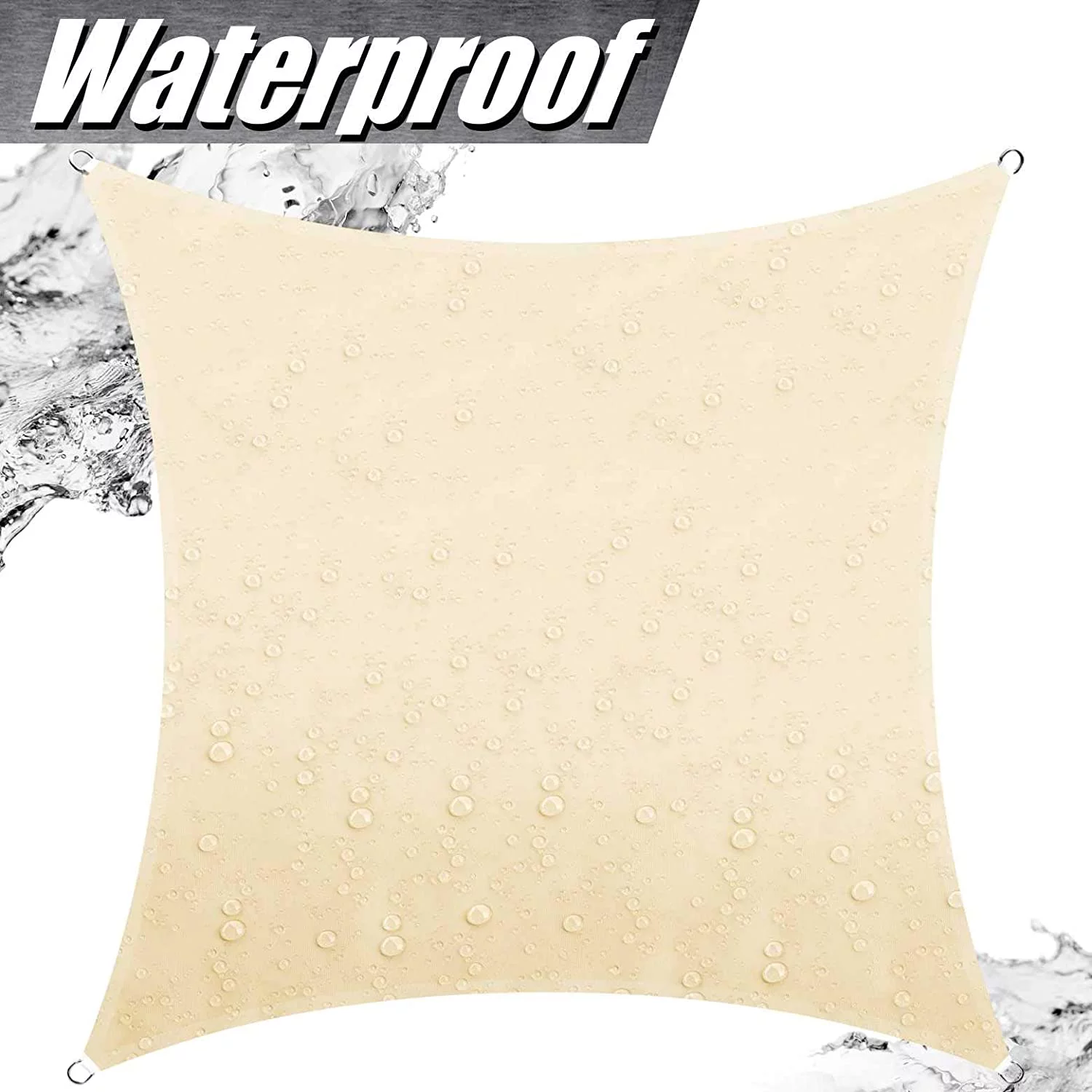 ColourTree 9.5' x 9.5' Beige Square Waterproof Sun Shade Sail Canopy Awning Shelter, 95% UV Blockage UV & Water Resistant, Outdoor Patio Garden Carport (We Make Custom Size) - Cheap Fitting