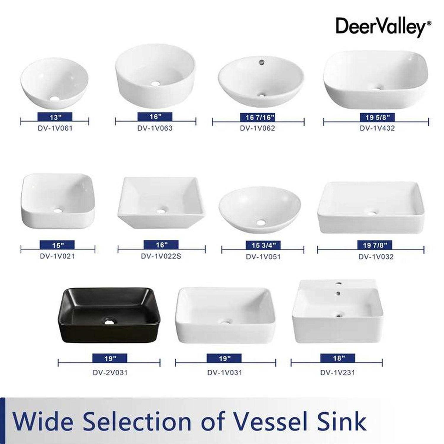 DeerValley Rectangular Sleek Ceramic Bathroom Vessel Sink DV-1V031 - Cheap Fitting