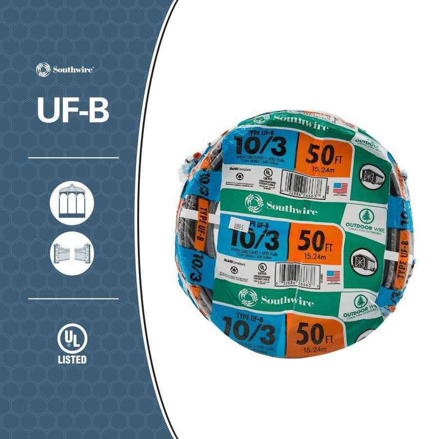 Southwire 50-ft 10/3 UF Wire 13059122 - Cheap Fitting