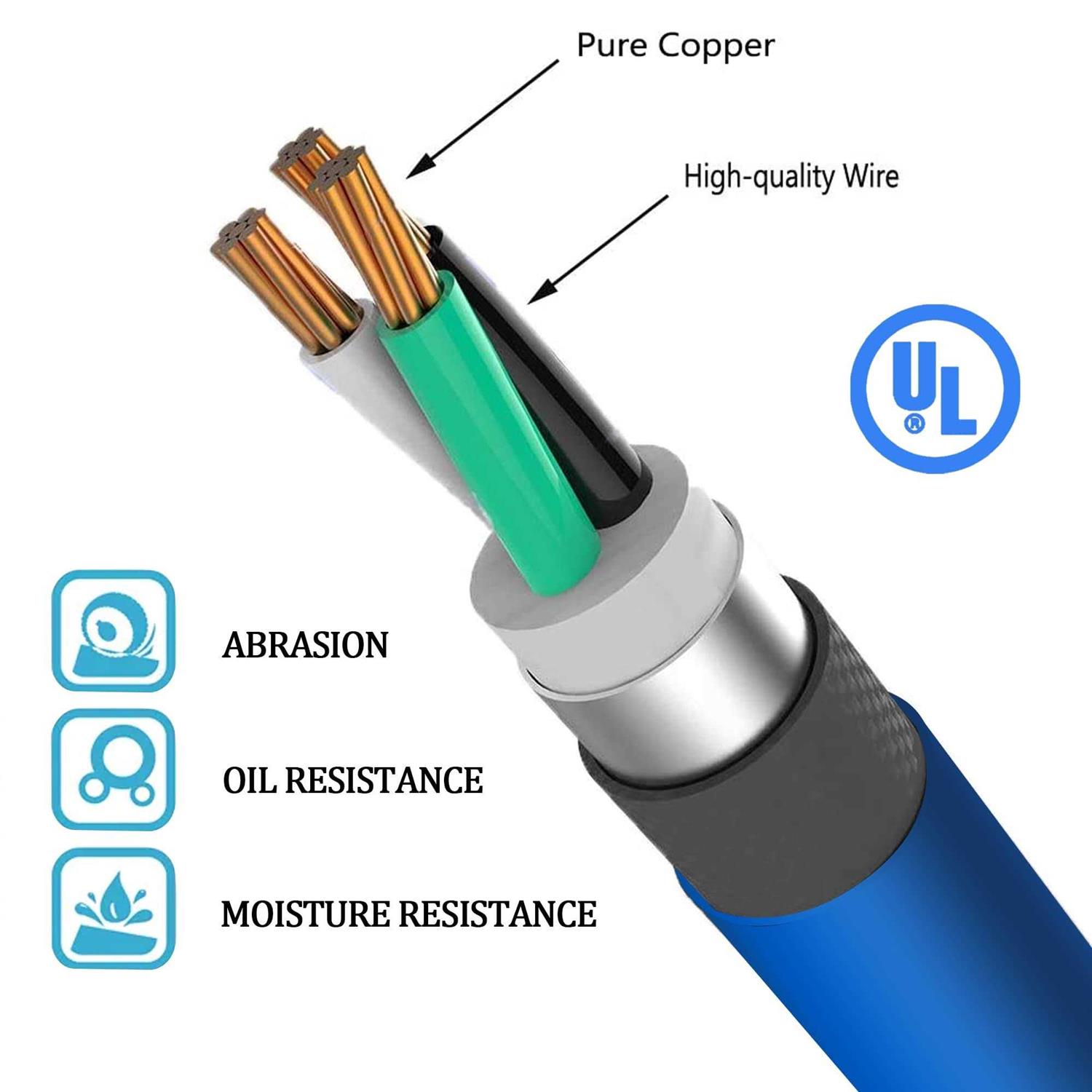 S7 Welder Extension Cord Heavy Duty 25 Feet 6-50 Nema R Plug Lighted Welding Cord with ETL Approved - Cheap Fitting