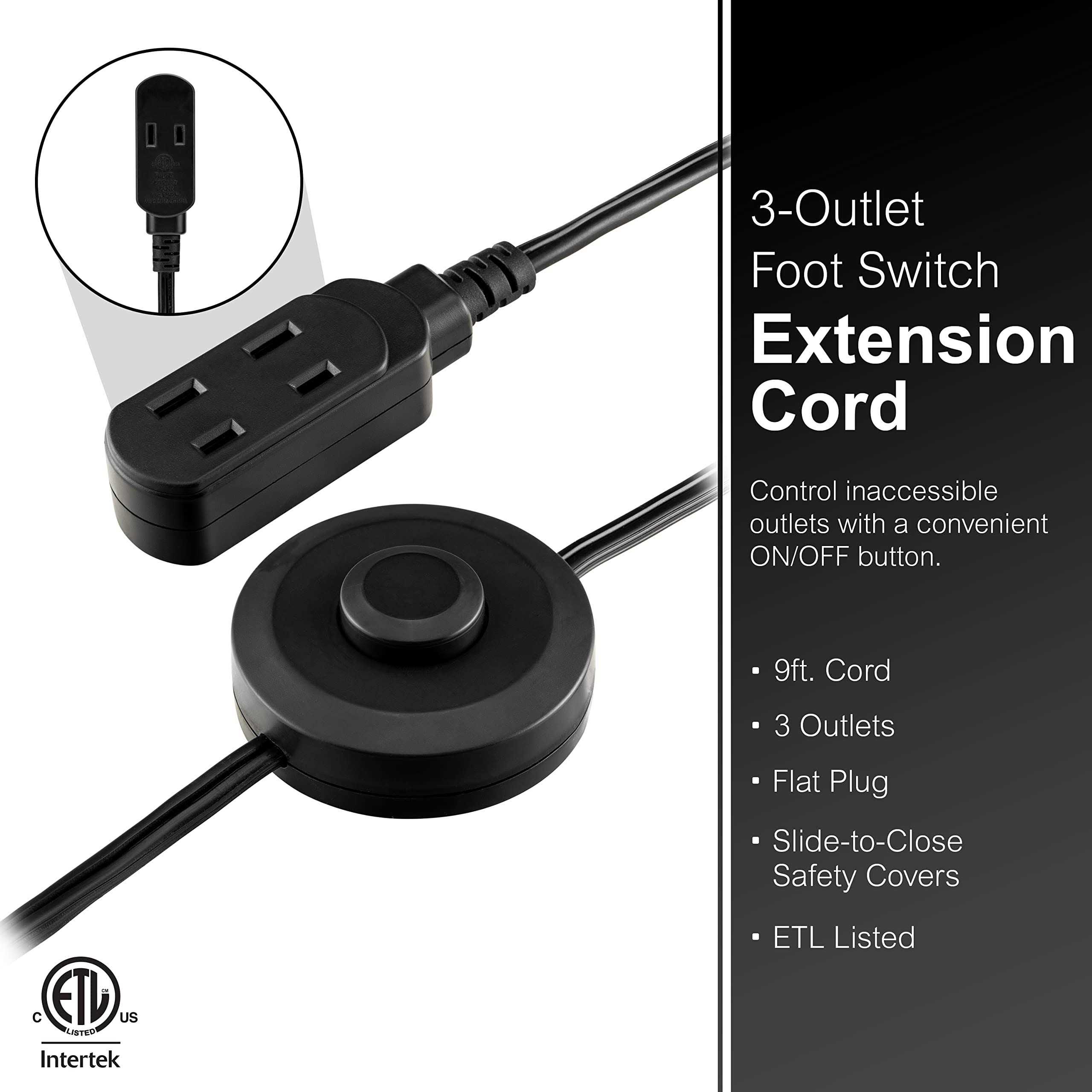 GE 3-Outlet 9ft Extension Cord with Footswitch - Cheap Fitting