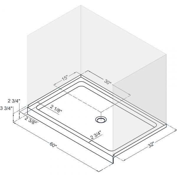 DreamLine DLT-1132600 SlimLine 32 in. x 60 in. Single Threshold Shower Base - Cheap Fitting