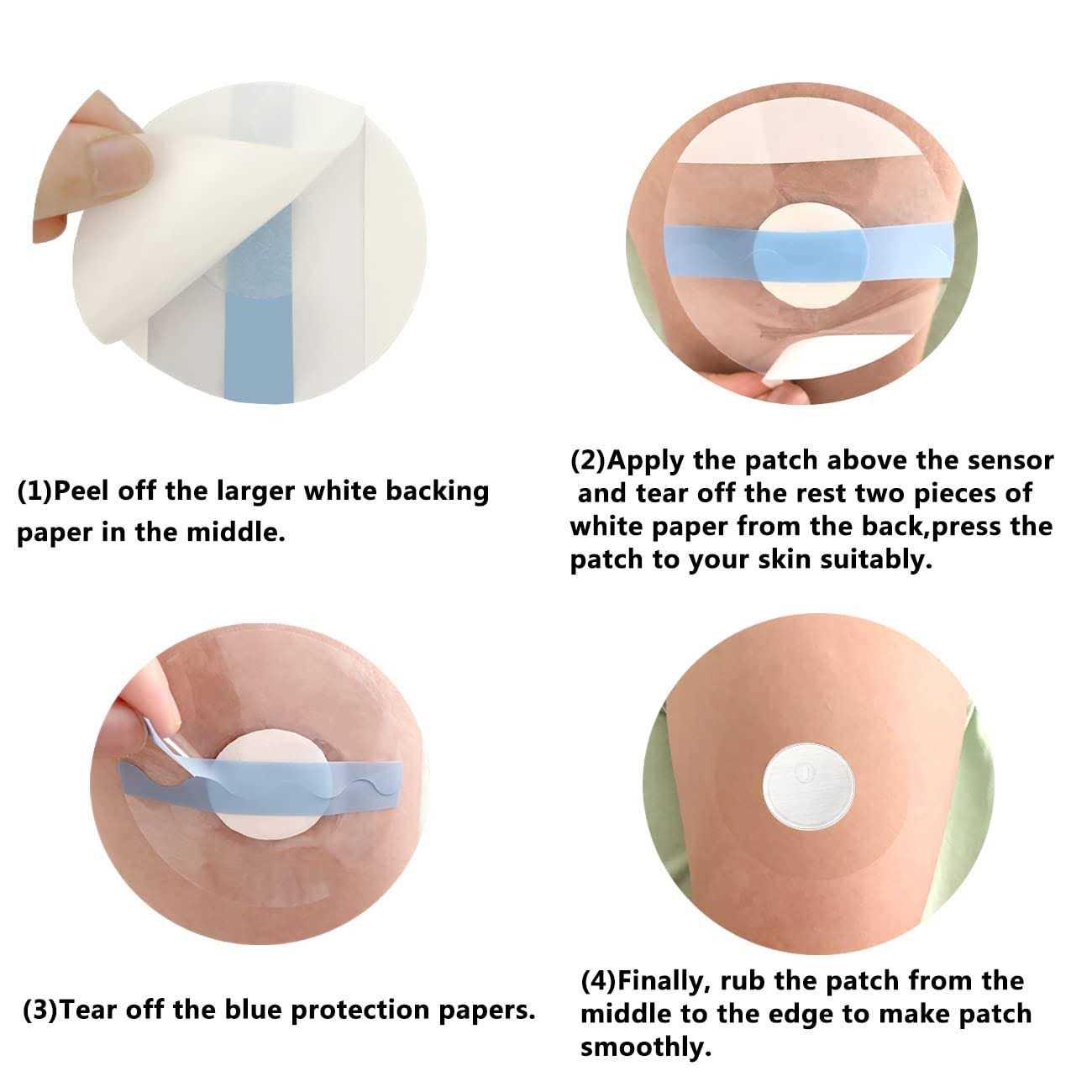 Freestyle Sensor Covers for Libre 1/2 55 Pack Waterproof Adhesive Patches,Transparent Tape Long Lasting-Without Hole-HECHUAN - Cheap Fitting