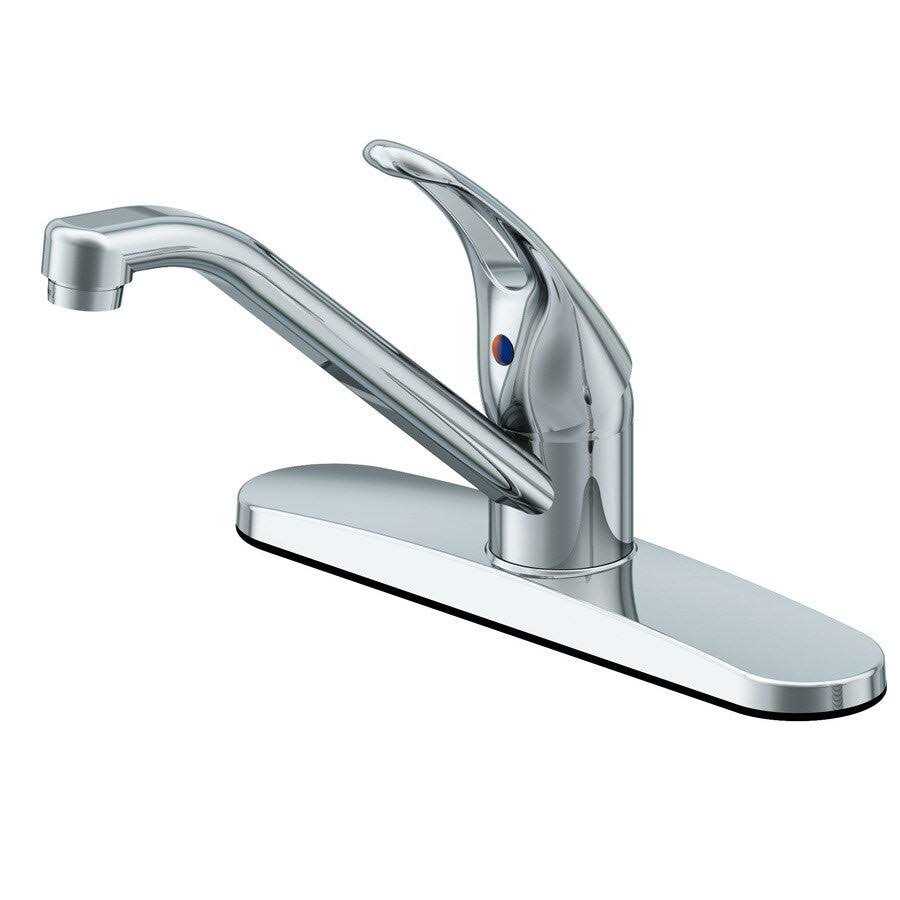 Project Source Polished Chrome Single Handle Mid-arc Kitchen Faucet with Deck Plate 67103W-0301 - Cheap Fitting