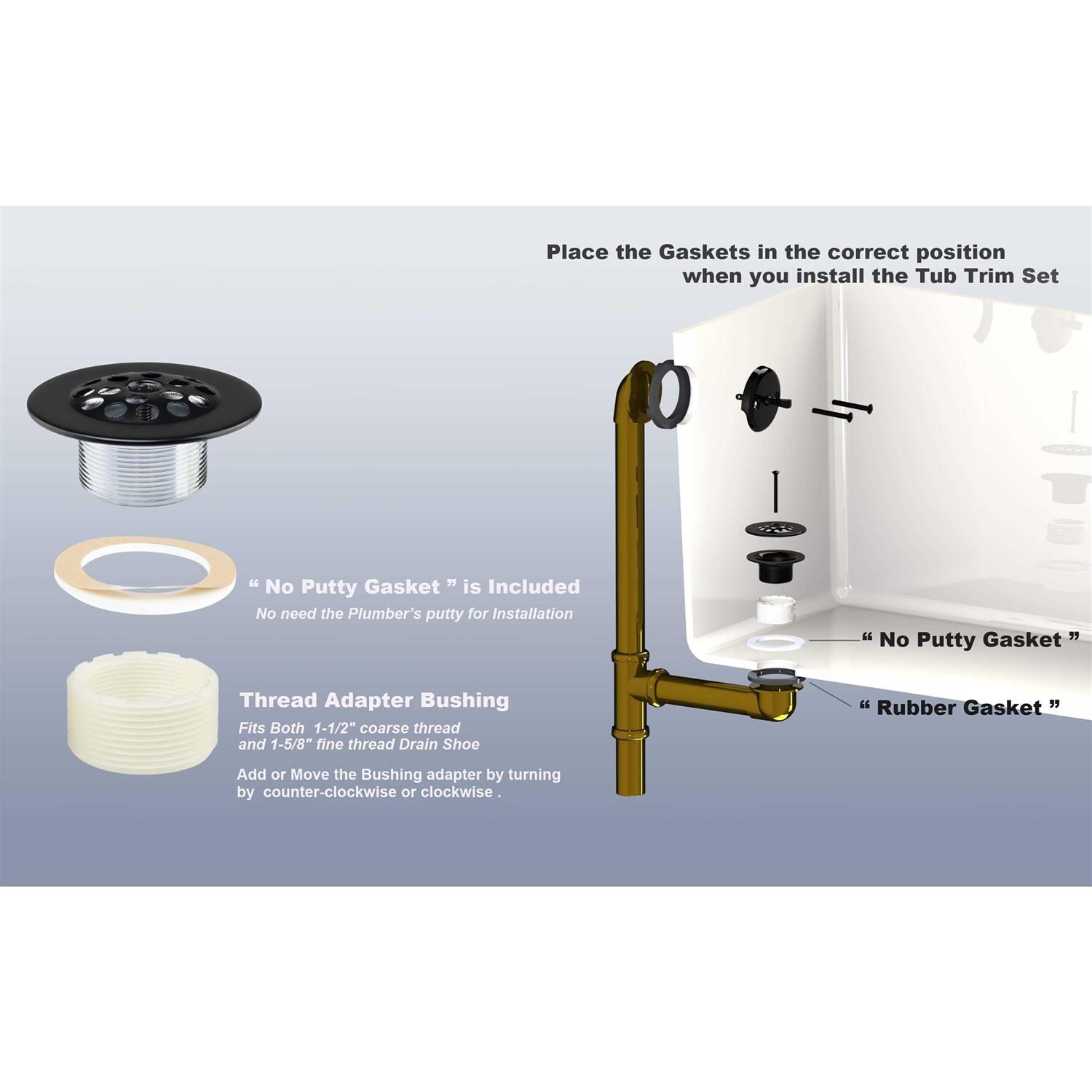 Artiwell Matte Black Trip Lever Tub Trim Kit Set with Trip Lever Overflow Face Plate - Cheap Fitting