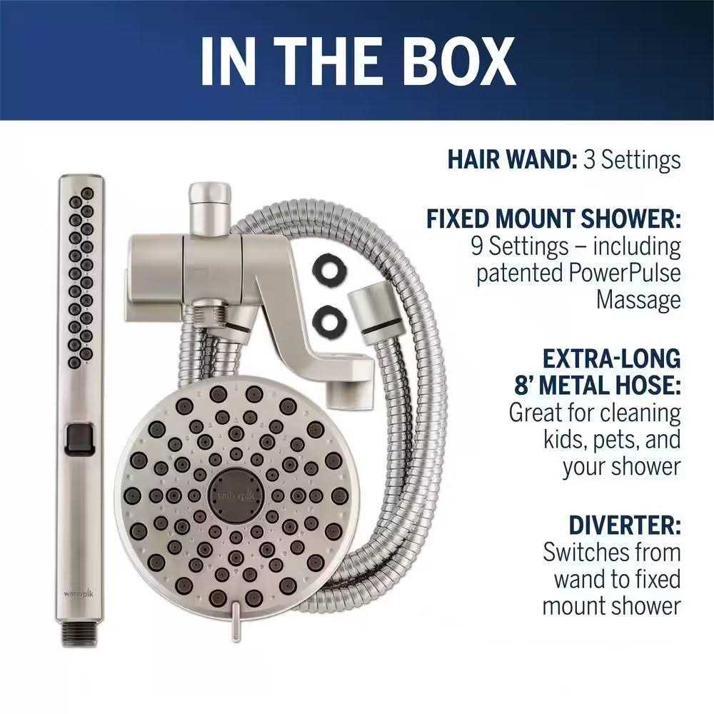 Waterpik 12-spray 5 in. High PressureDual Shower Head and Handheld Shower Head - Cheap Fitting