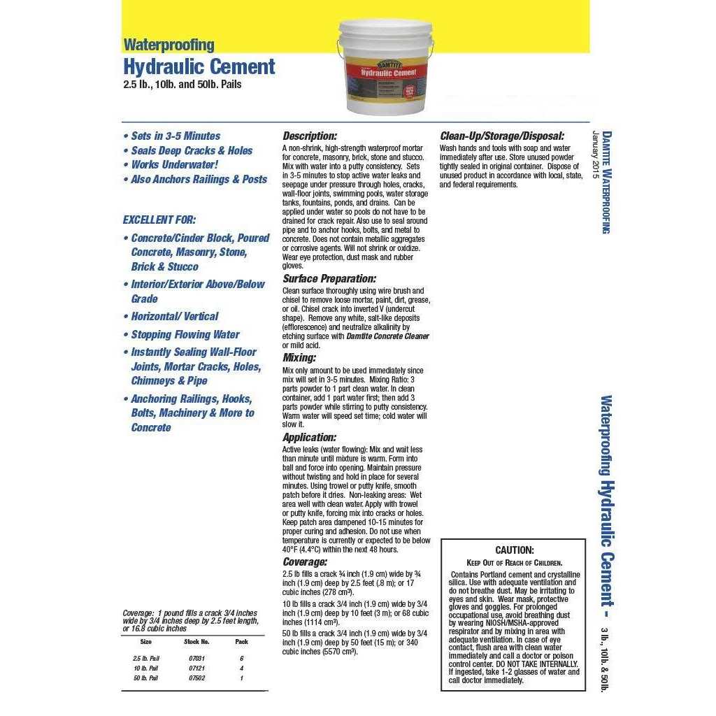 Damtite 07121 Hydraulic Cement - Cheap Fitting