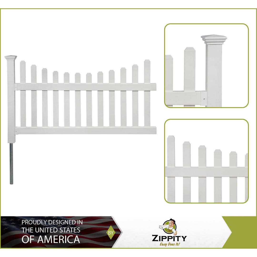 Zippity Outdoor Products All American Vinyl Picket Fence with No-Dig Steel Pipe Anchor Kit - Cheap Fitting