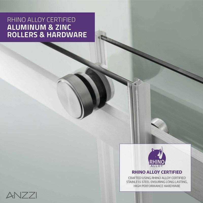 ANZZI Stellar Series 60 in. x 76 in. Frameless Sliding Shower Door with Handle in Matte Black - Cheap Fitting