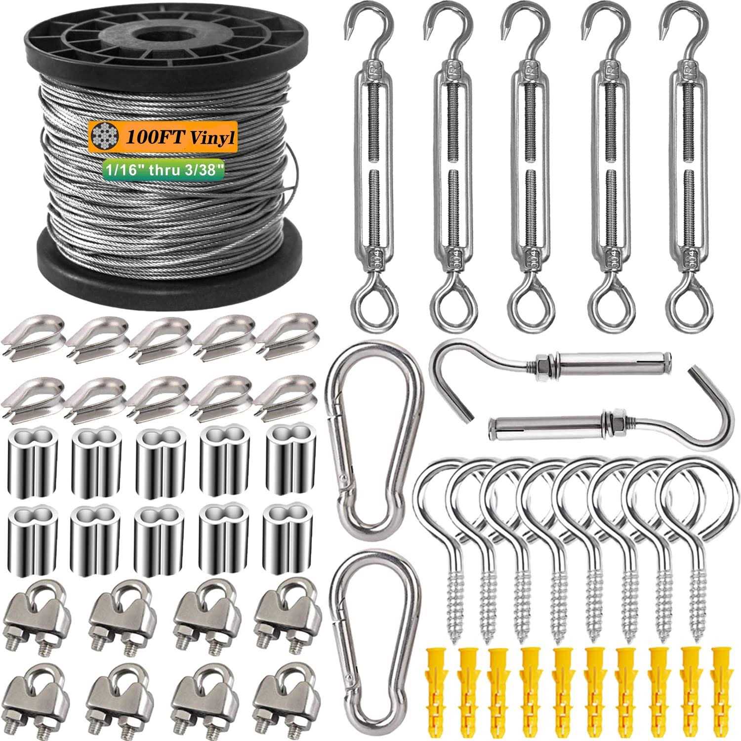 116 Wire Rope Kit 304 Stainless Steel Wire Cable Vinyl Coated Aircra - Cheap Fitting