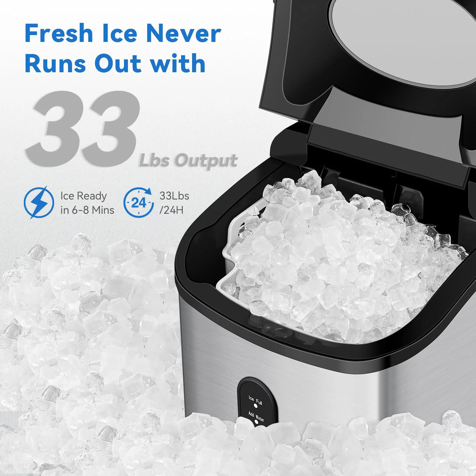 Soonbuy Nugget Countertop Ice Maker, 33Lbs/24Hrs, Chewable, Self-Cleaning,Sliver - Cheap Fitting