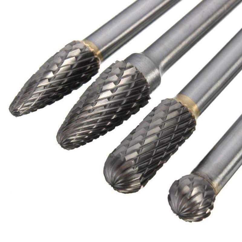 Wolfride 4pcs Long Shank Tungsten Carbide Burr Set 6mm Shank Die Grinder Burr Set for Metal 6-inch Length - Cheap Fitting
