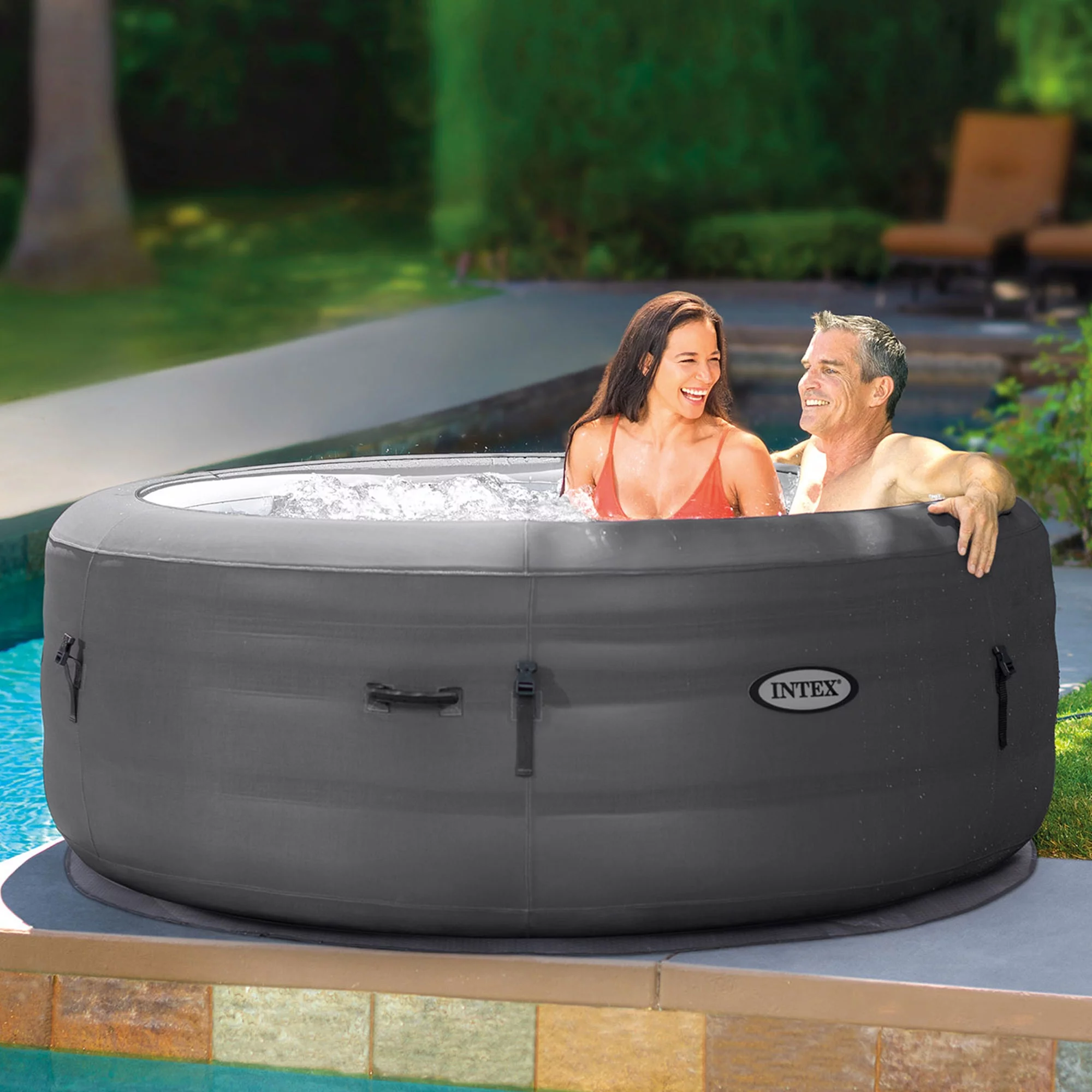 Intex 28481E Simple Spa 77in x 26in Inflatable Hot Tub with Filter Pump & Cover - Cheap Fitting