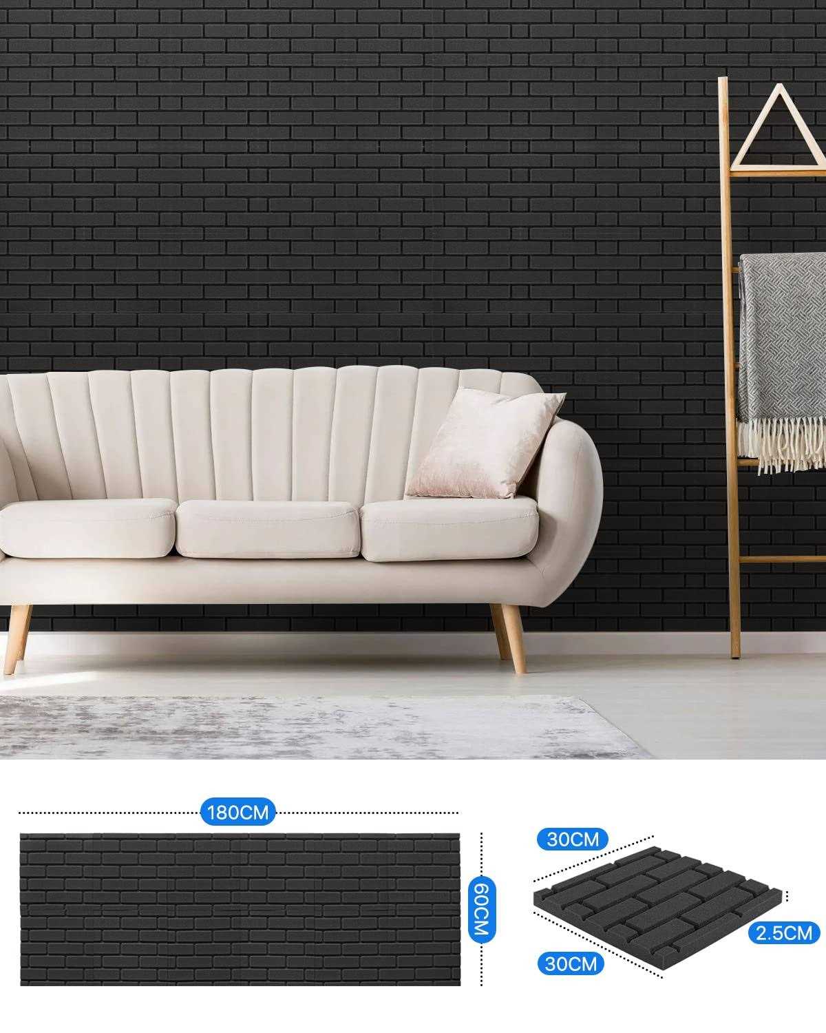 Sound Proof Foam Panels 12 Pack Brick Foam Panels Acoustic Panels High Density Soundproof Wall Panels Noise Absorption and Echo Reduction for Home - Cheap Fitting