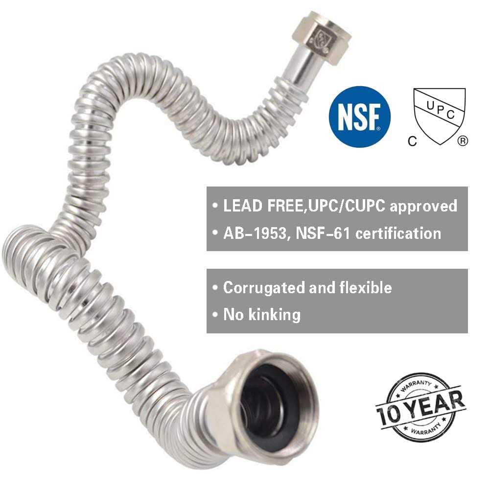 TT FLEX Stainless Steel Corrugated Water Heater Connector Flexible for Water Heater Water Softener,1 FIP x 1 FIP - Cheap Fitting