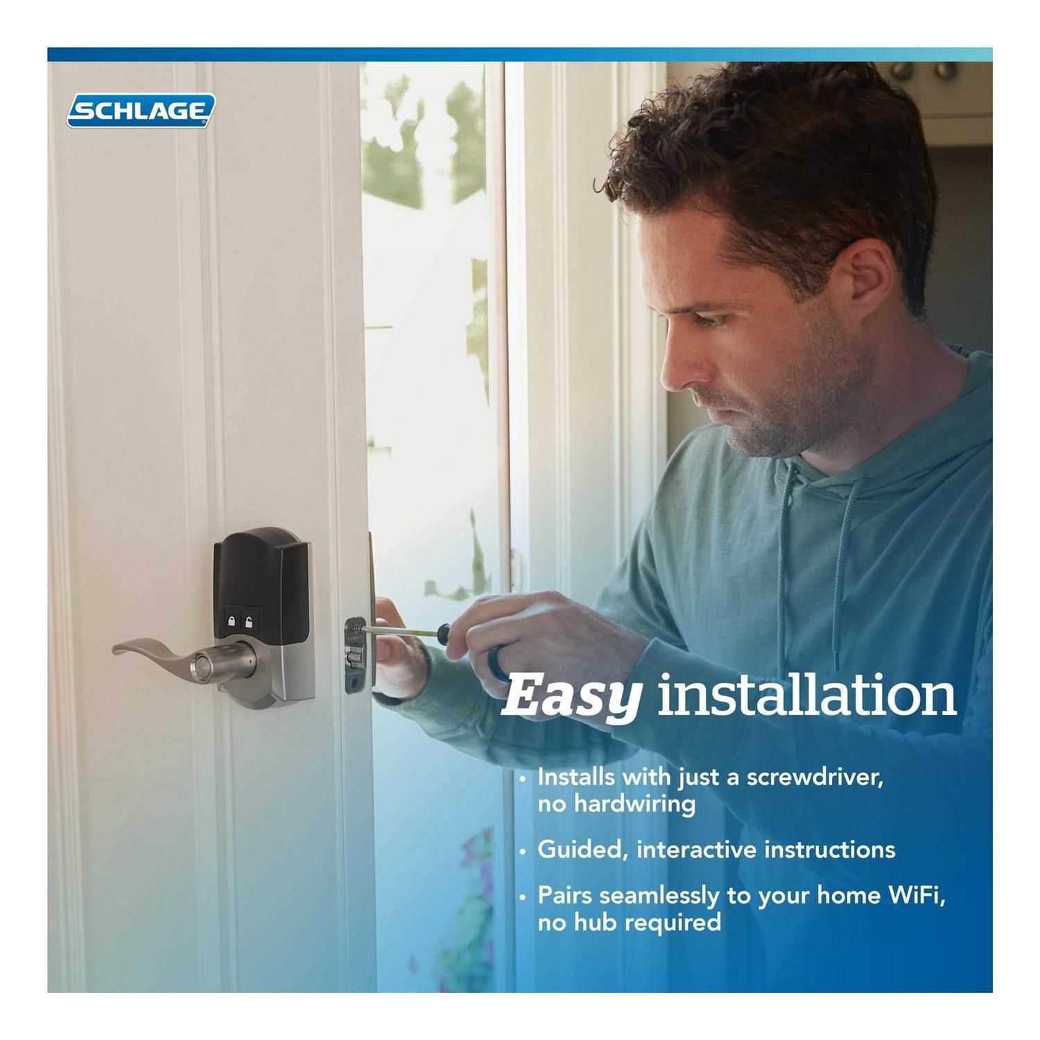 Schlage Encode Satin Nickel Metal WiFi Deadbolt with Accent Lever - Cheap Fitting