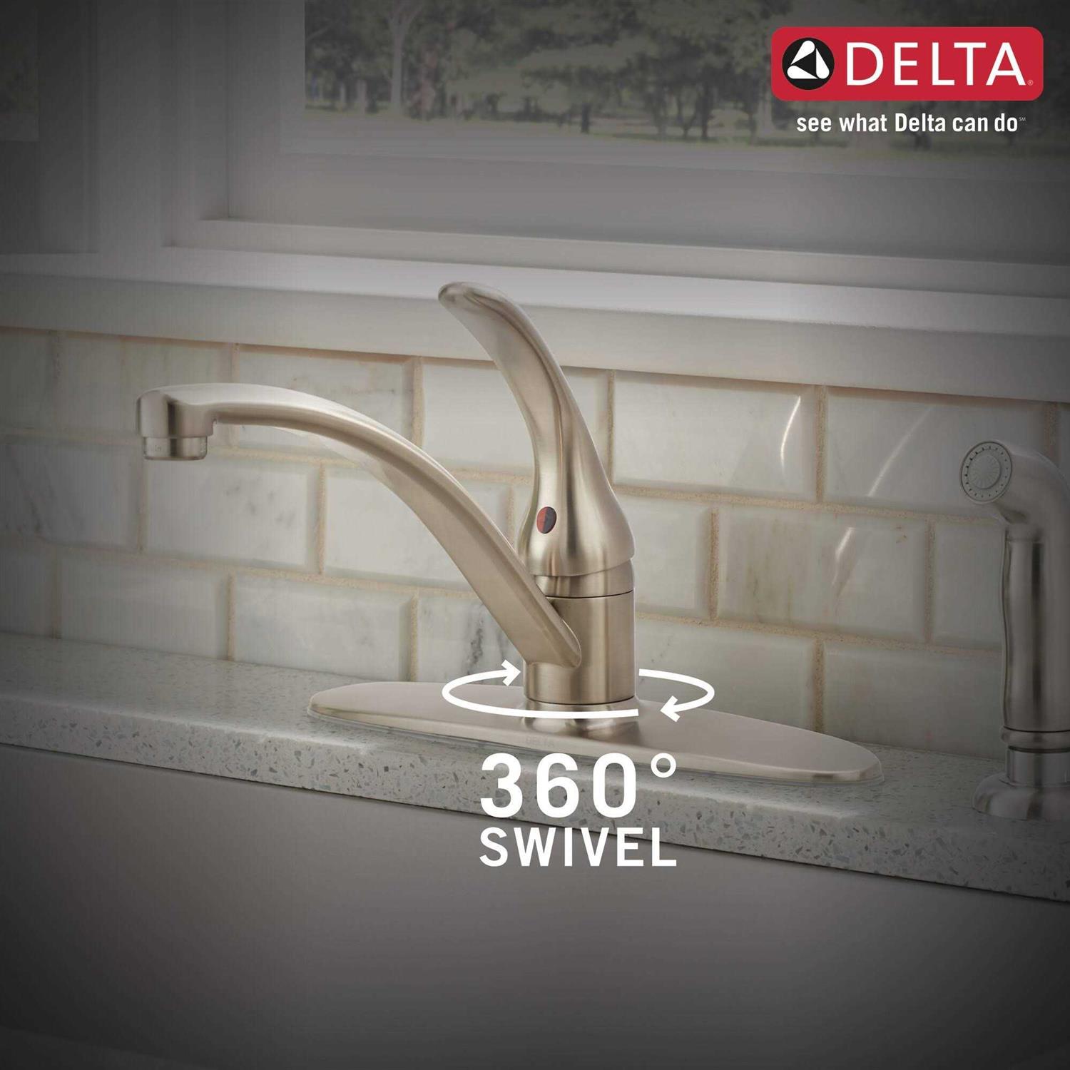Delta Foundations Single Handle Kitchen Faucet with Spray - Cheap Fitting