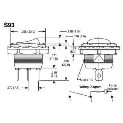 Nte 54-645-B Spst Round Hole Square Bezel Illuminated Rocker Switch - Cheap Fitting