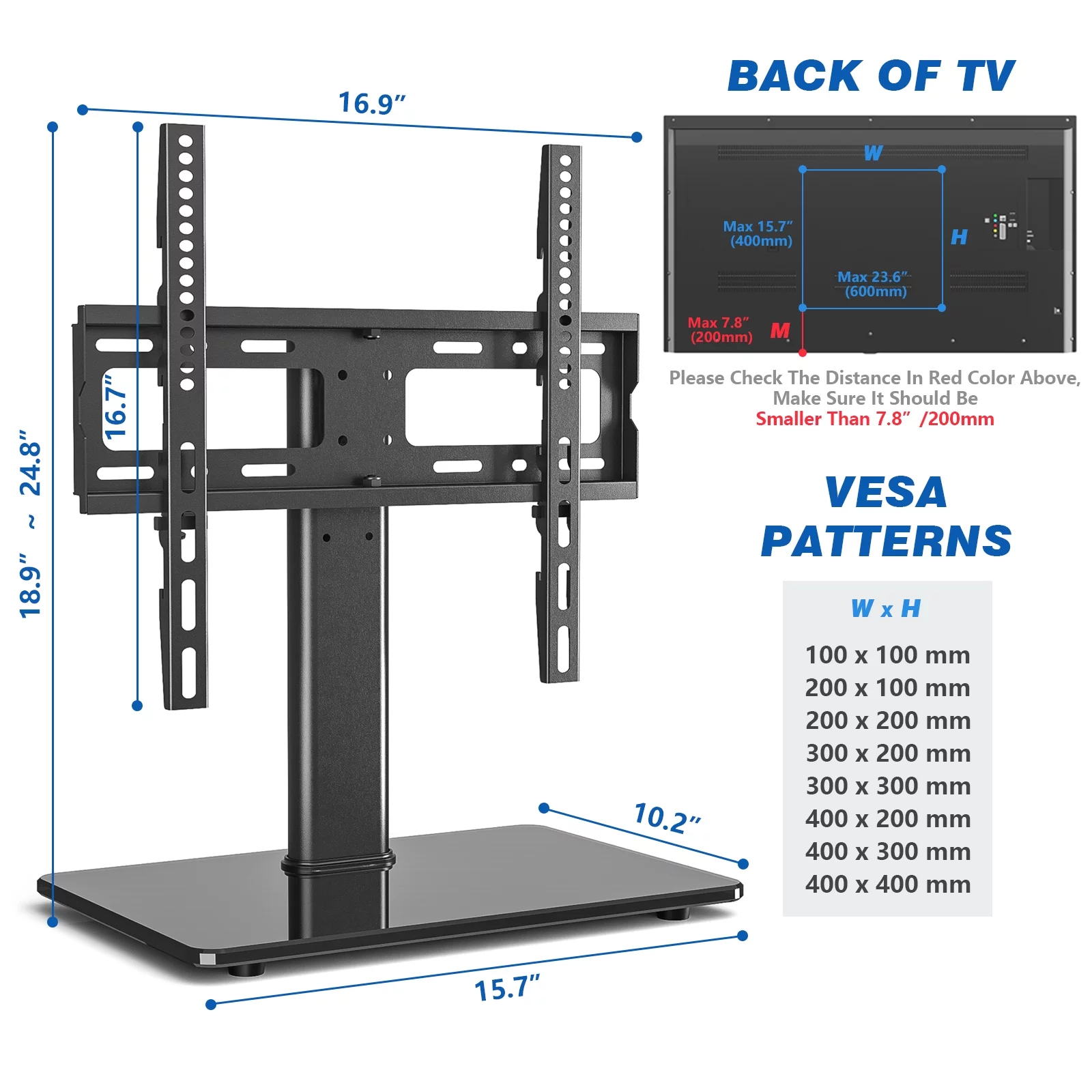 Modern Universal TV Stand for 32 to 65 inch TVs with Swivel Mount, Black - Cheap Fitting