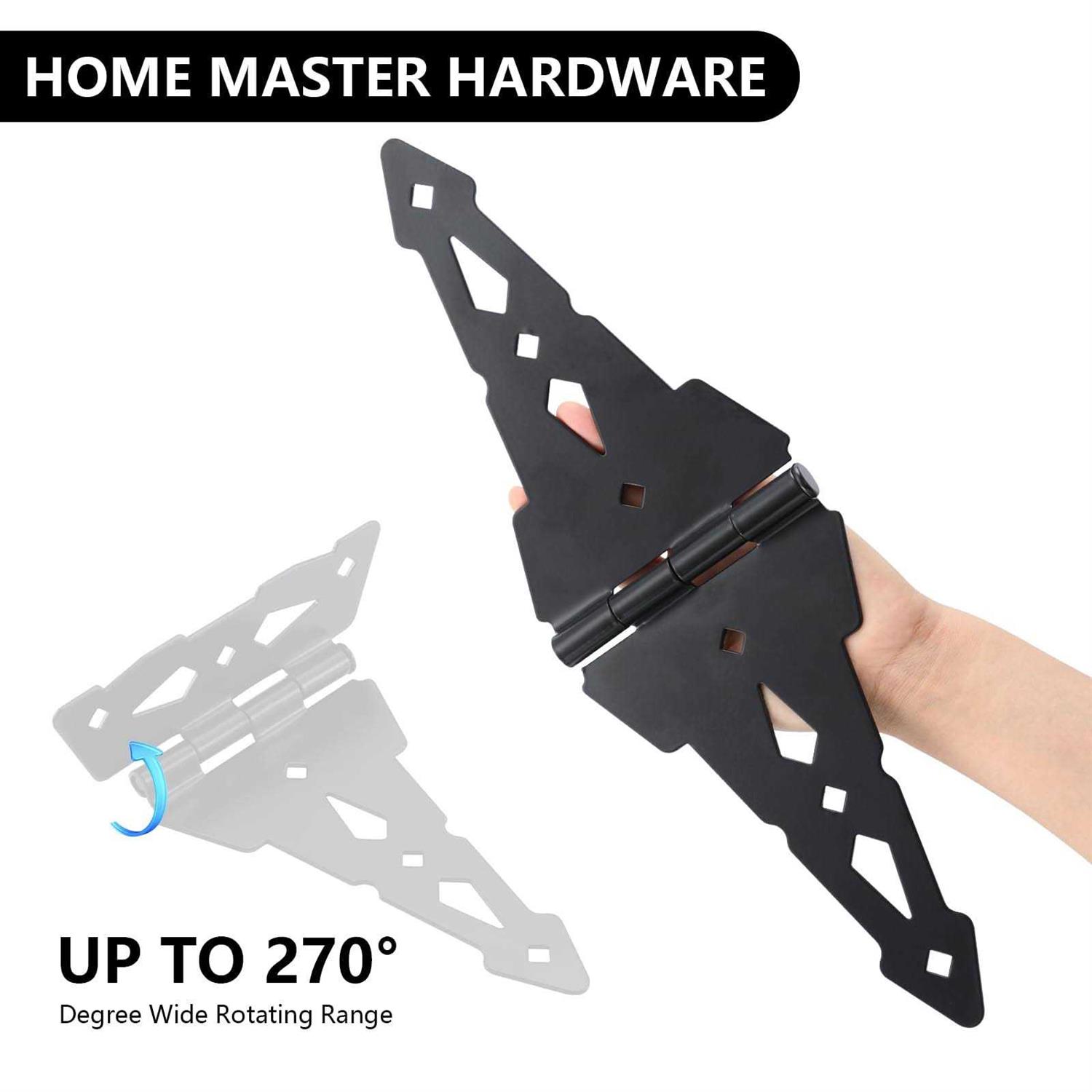 HOME MASTER Hardware Wood Gate Hardware Set Heavy Duty 8 Decorative Strap Hinges and Spring Loaded Latch Gate Kit with Screws for Outdoor Fence - Cheap Fitting