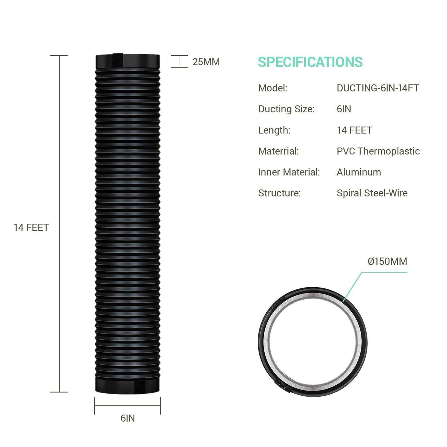 Drasum Dryer Vent Hose 4 Inch Easy-to-Install Duct with 2 Clamps – 4 Layer PVC and Aluminum Flexible Duct - Cheap Fitting