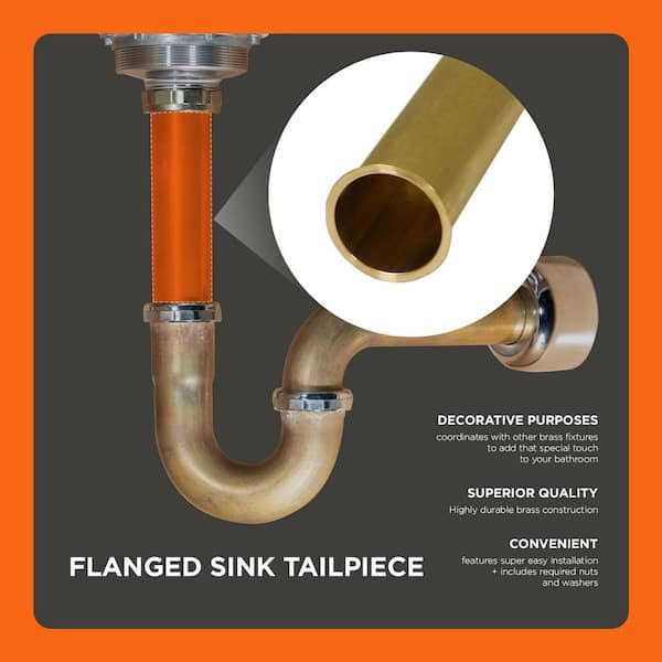 The Plumber’s Choice 1-1/2 in. x Brass Flanged Sink Tailpiece for Tubular Drain Applications - Cheap Fitting