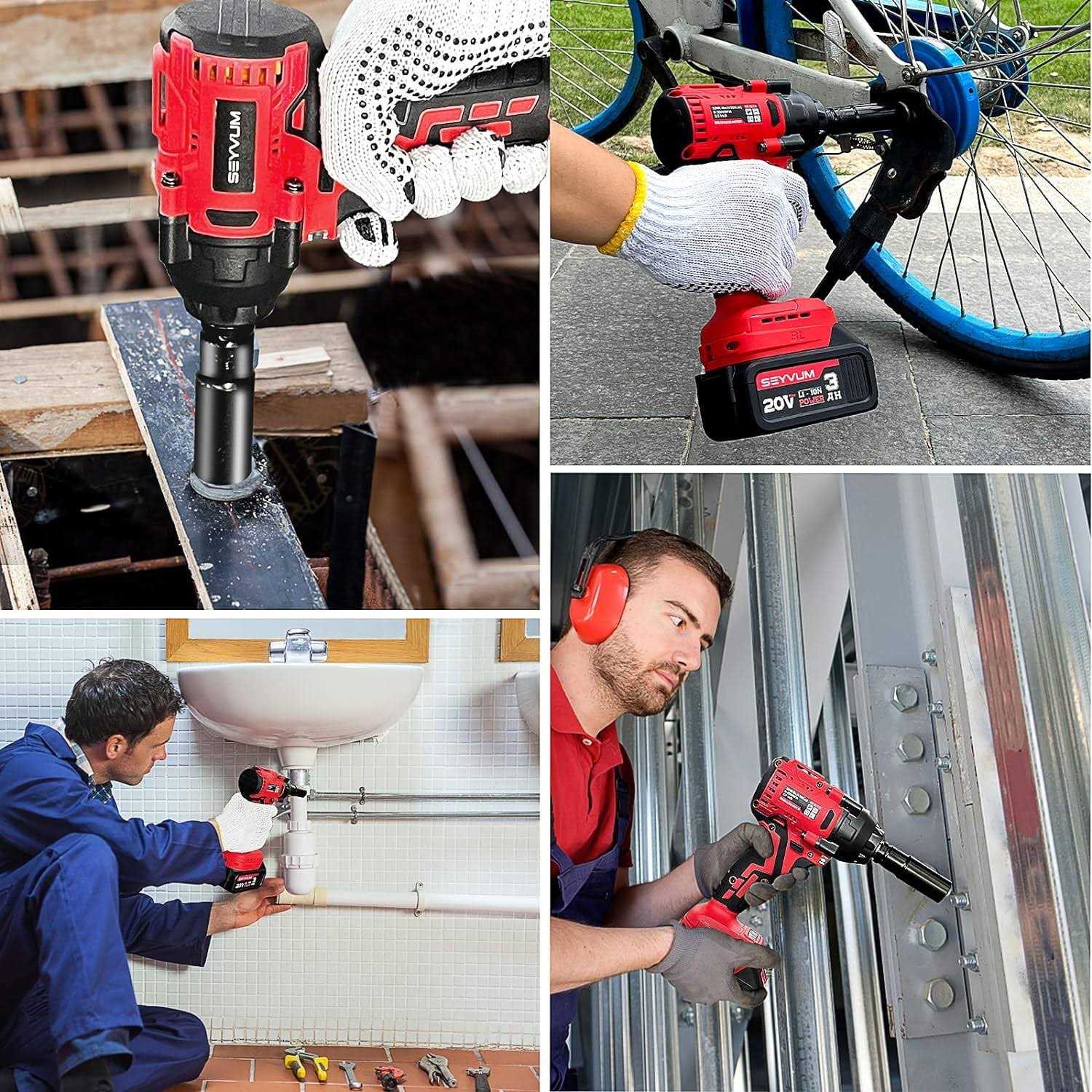 Seyvum Impact Wrench,1/2 Impact Gun Power Impact Driver Max Torque 320 Ft-lbs - Cheap Fitting