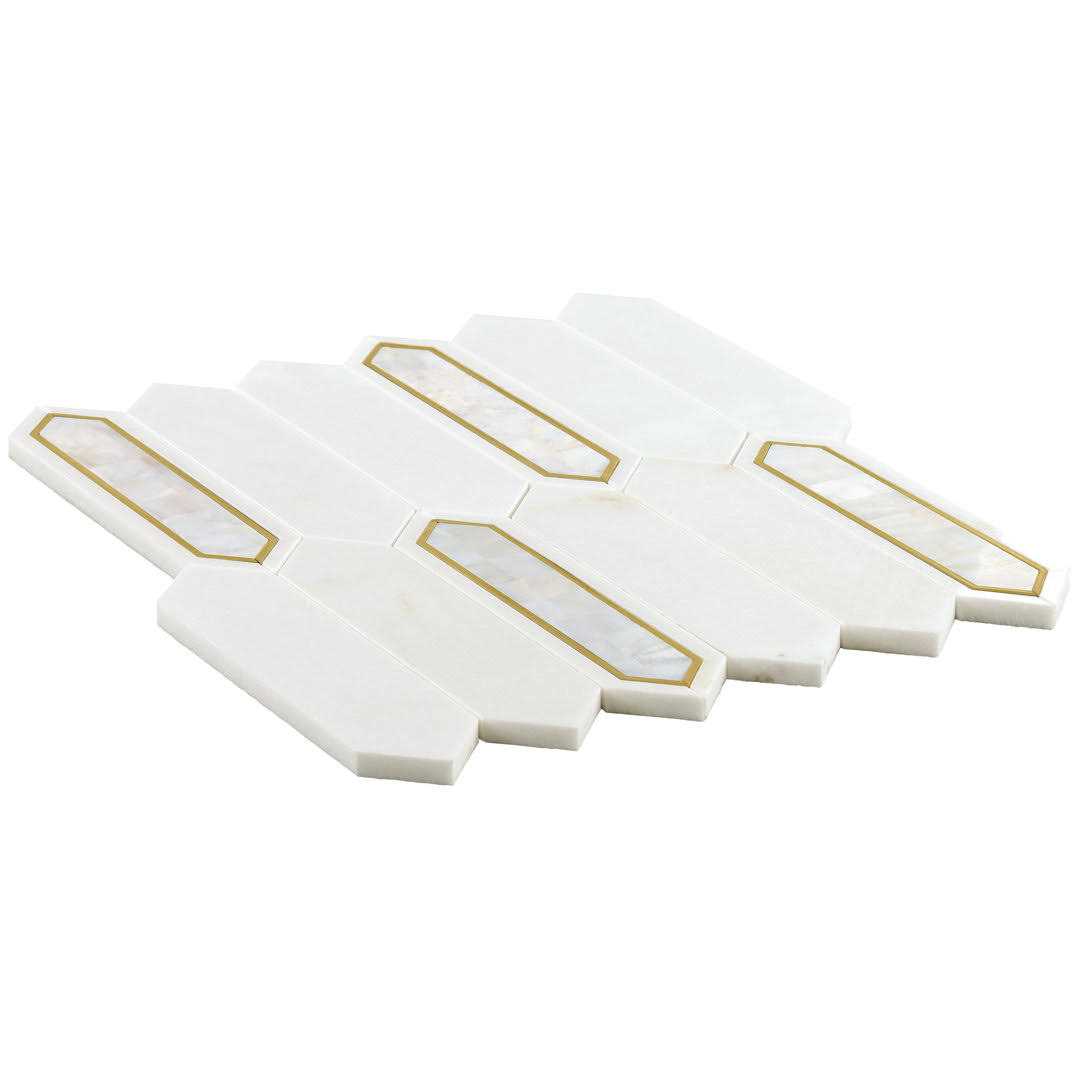Zip 11.65” W x 13.62” L Marble and Brass Mosaic Tile Ivy Hill Tile - Cheap Fitting