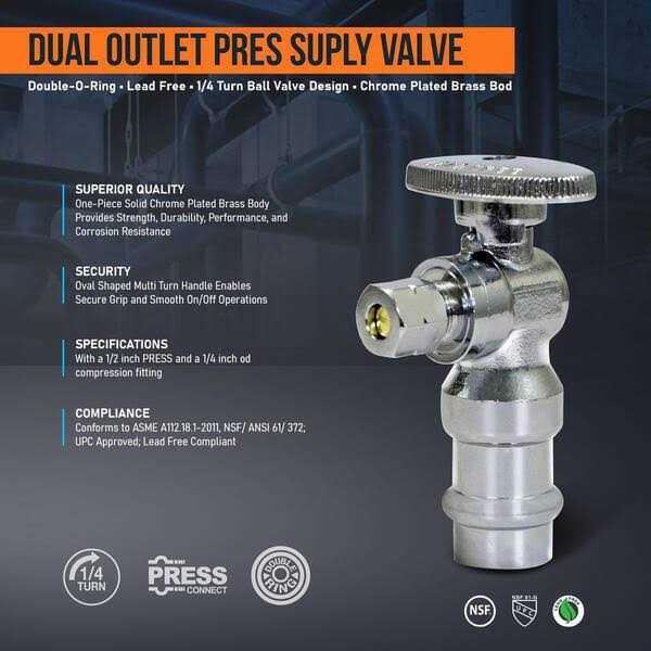 The Plumber’s Choice 1/2 in. Press x 1/4 in. O.D. Chrome Plated Brass 1/4 in. Turn Press Angle Stop Valve - Cheap Fitting