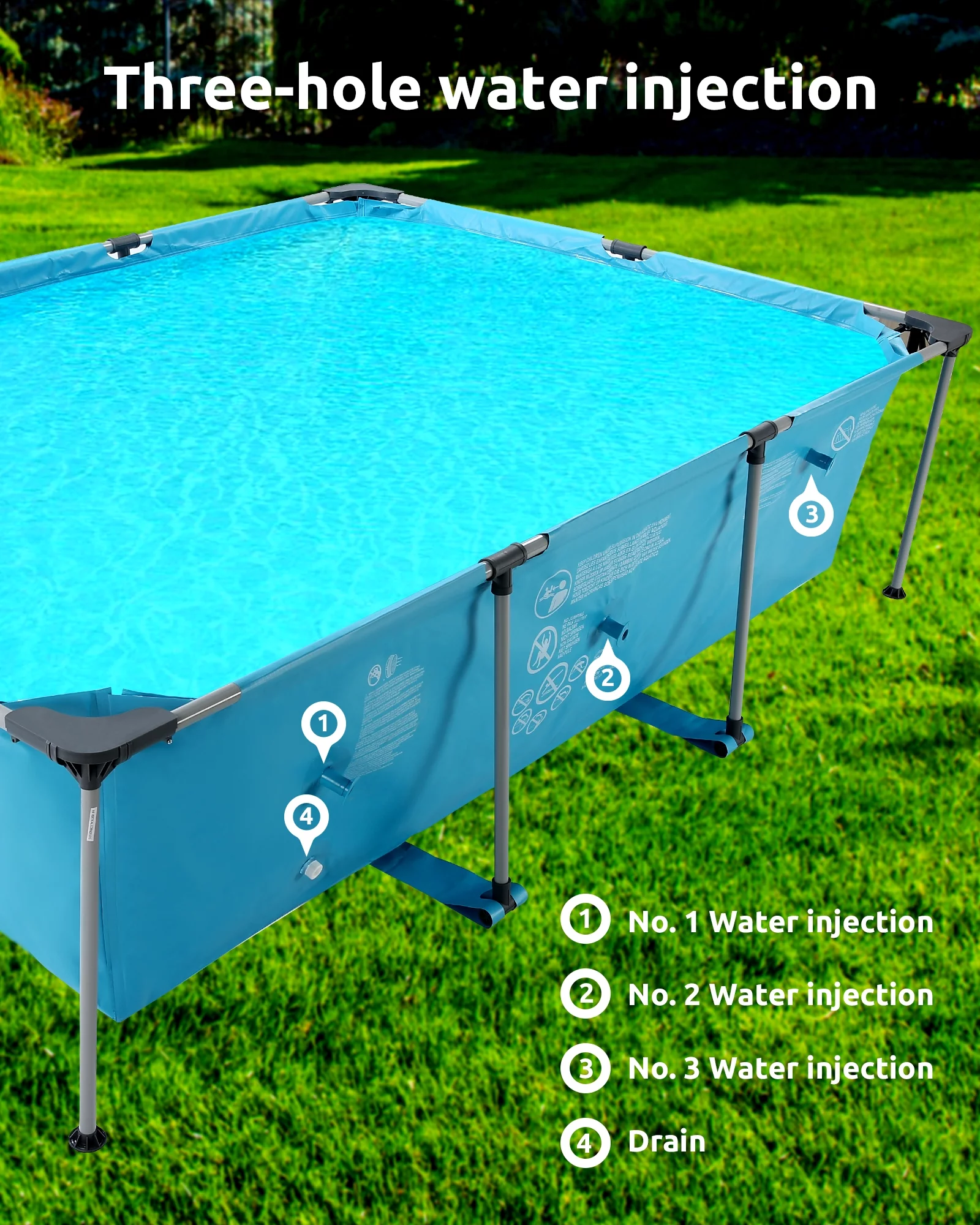 Naipo Swimming Pool Above Ground Outdoor 10 ft Rectangular Frame Pools Blue Family Outdoor Use (Pump NOT Included) - Cheap Fitting