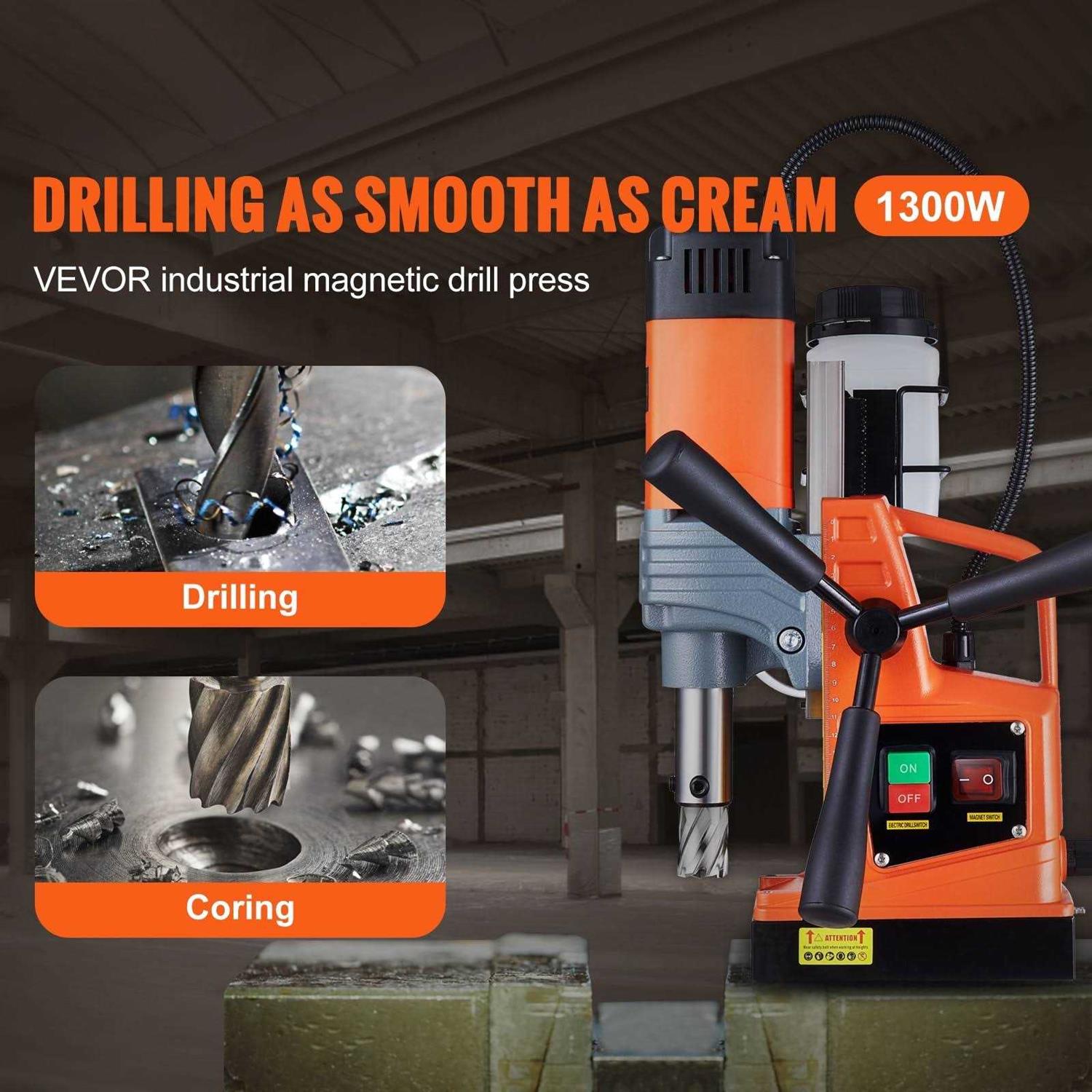 VEVOR Mag Drill Press 1300W 1.57 Boring Diameter 2922lbf Power Portable Magnetic Drill - Cheap Fitting