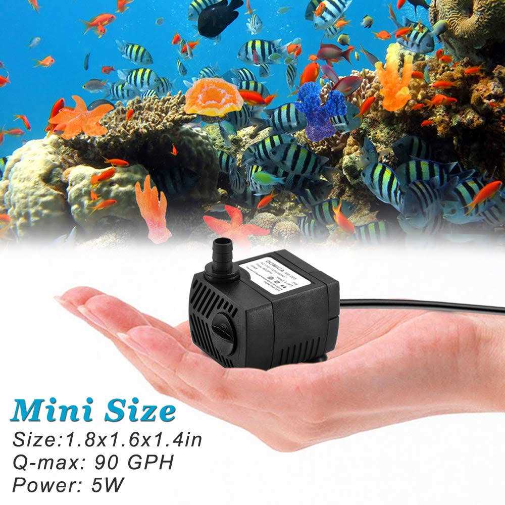 DOMICA 90 GPH Mini Submersible Pump, Small Fountain Pump for water feature, Aquariums, Fish Tank, Tabletop Fountain, Pet Fountain, Indoor Or Out - Cheap Fitting