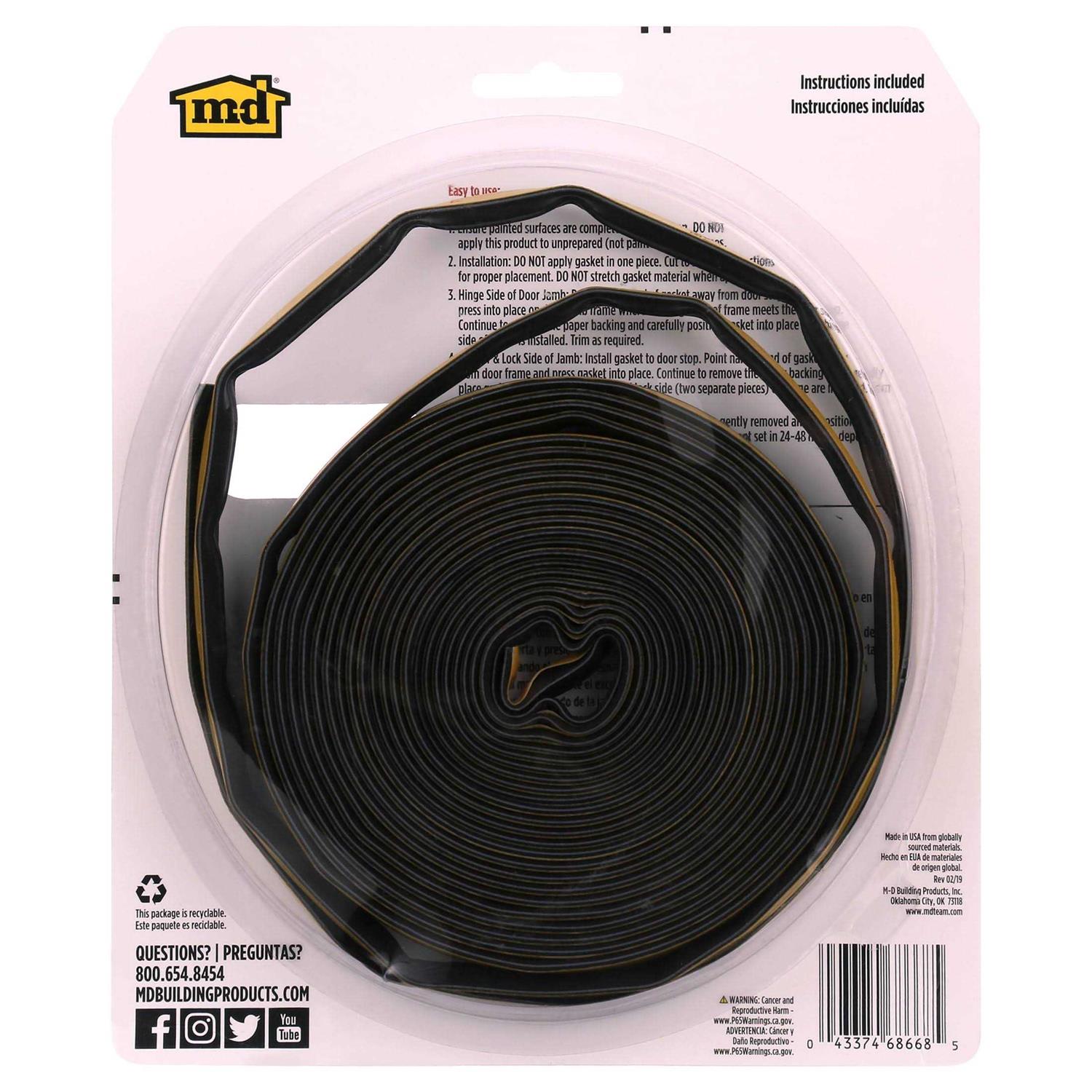 M-D Building Products 1/2 in. x 20 ft. Black Silicone Door Seal 68668 - Cheap Fitting