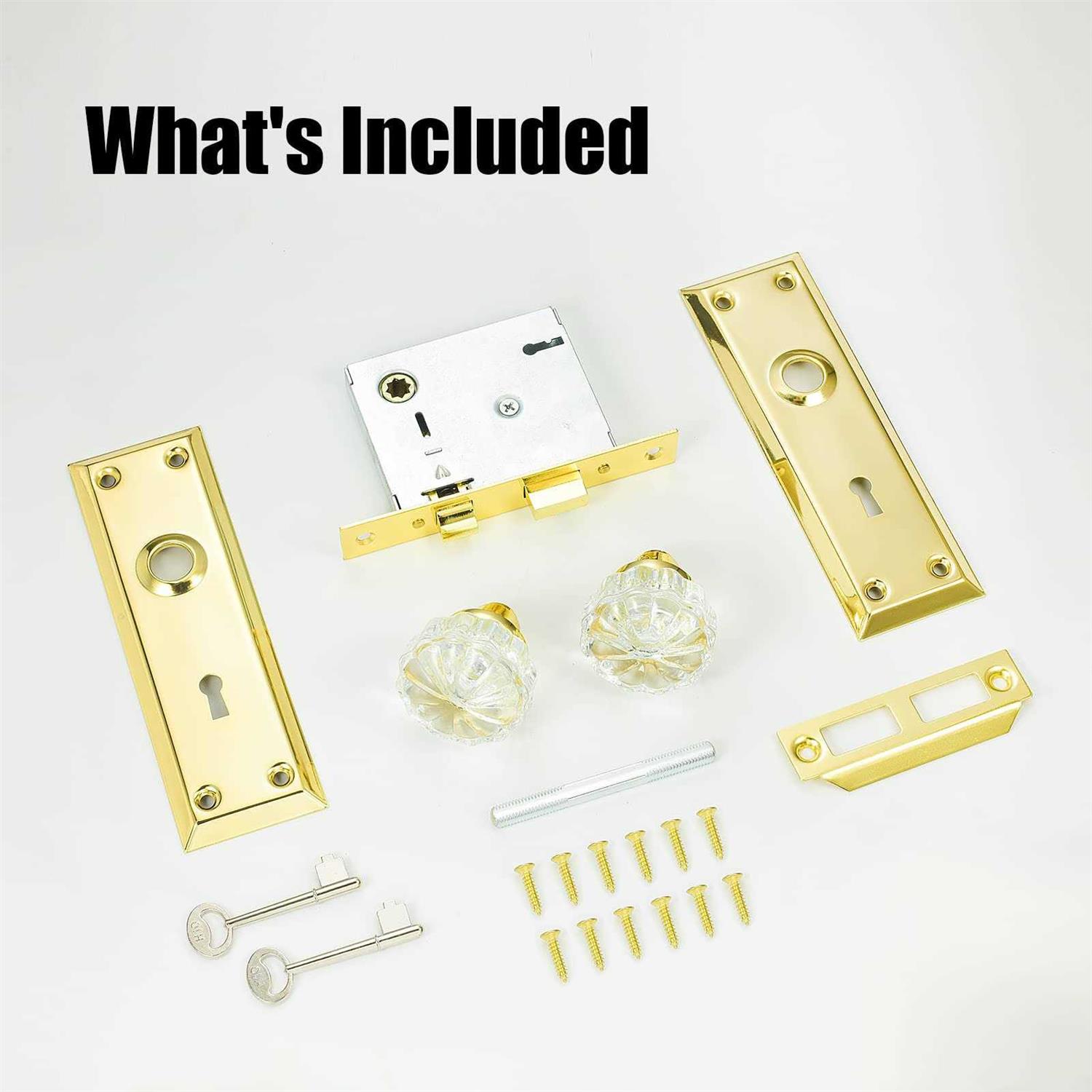 newliplace 3 Pack Mortise Lock Set for Interior Door Antique Crystal Glass Door Knobs with Lock and Key - Cheap Fitting