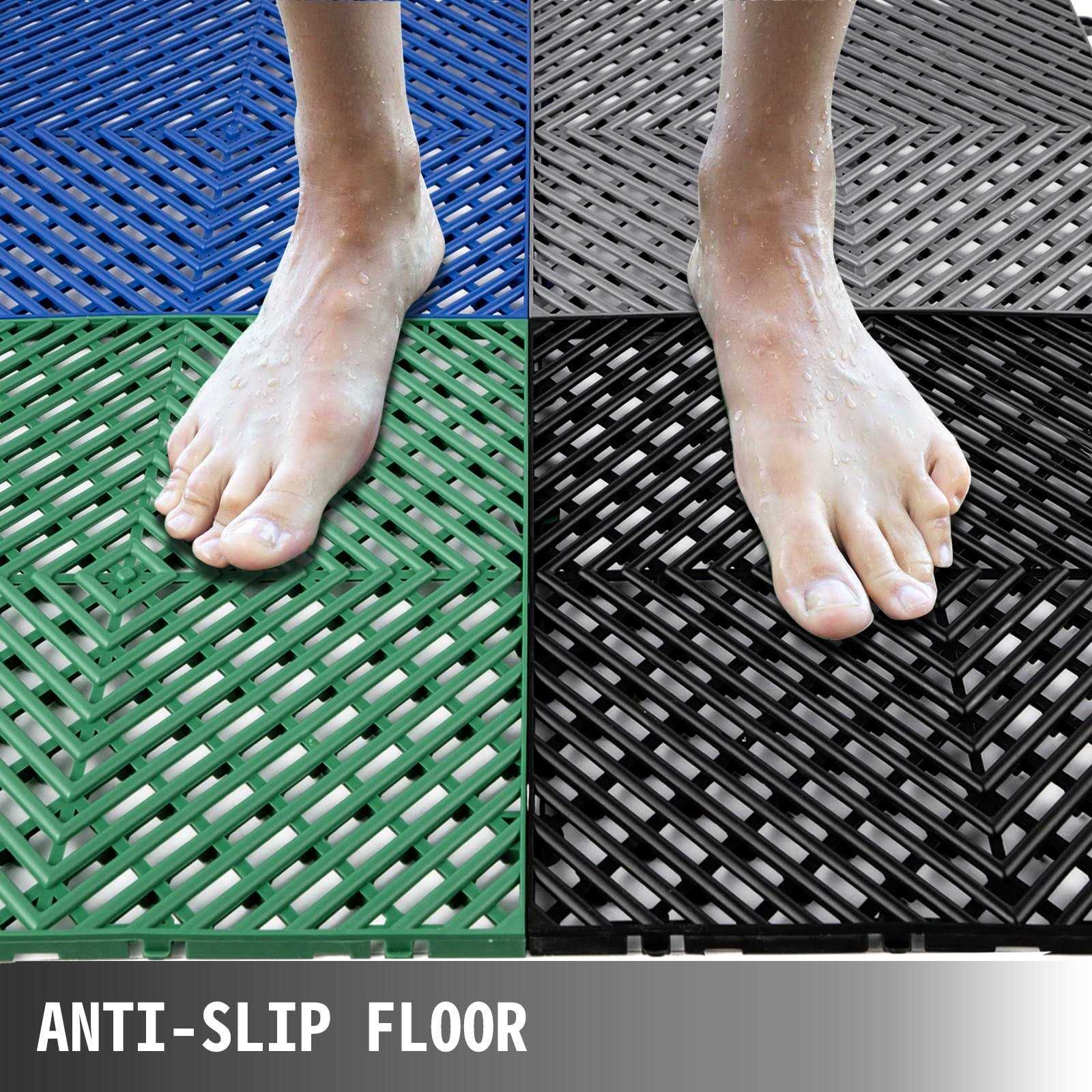 VEVOR Rubber Tiles Interlocking Garage Floor Tiles 12x12x0.5 50 Pieces Deck Tile - Cheap Fitting