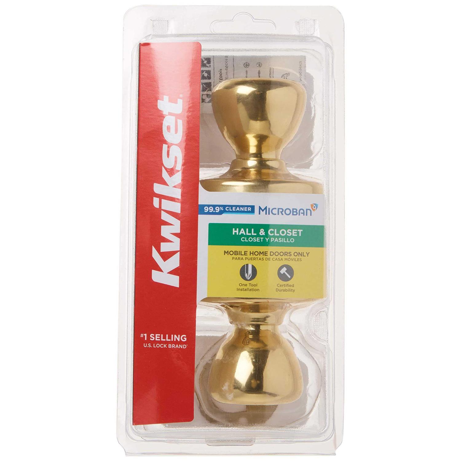 Kwikset Mobile Home Polished Brass Steel Passage Door Knob - Cheap Fitting
