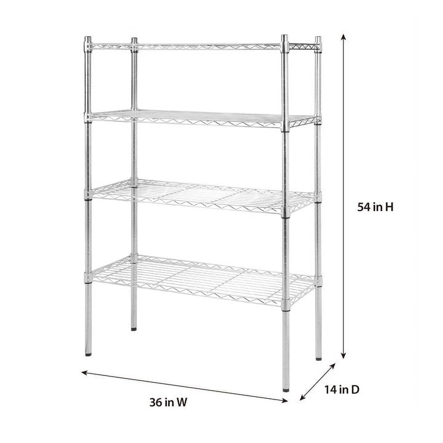 Hyper Tough 4 Tier Wire Shelf Unit, Chrome, 1400 lb. Capacity, Adult - Cheap Fitting