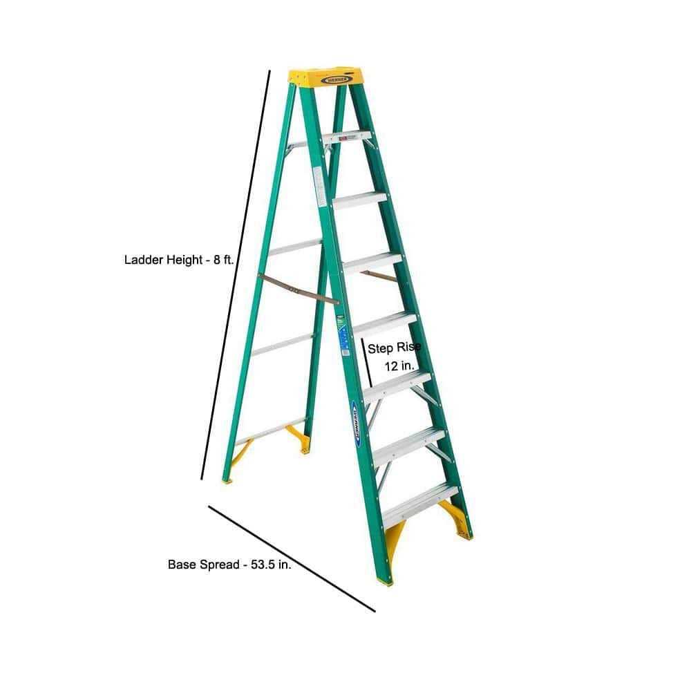Werner 5908 8′ Type II Fiberglass Step Ladder - Cheap Fitting